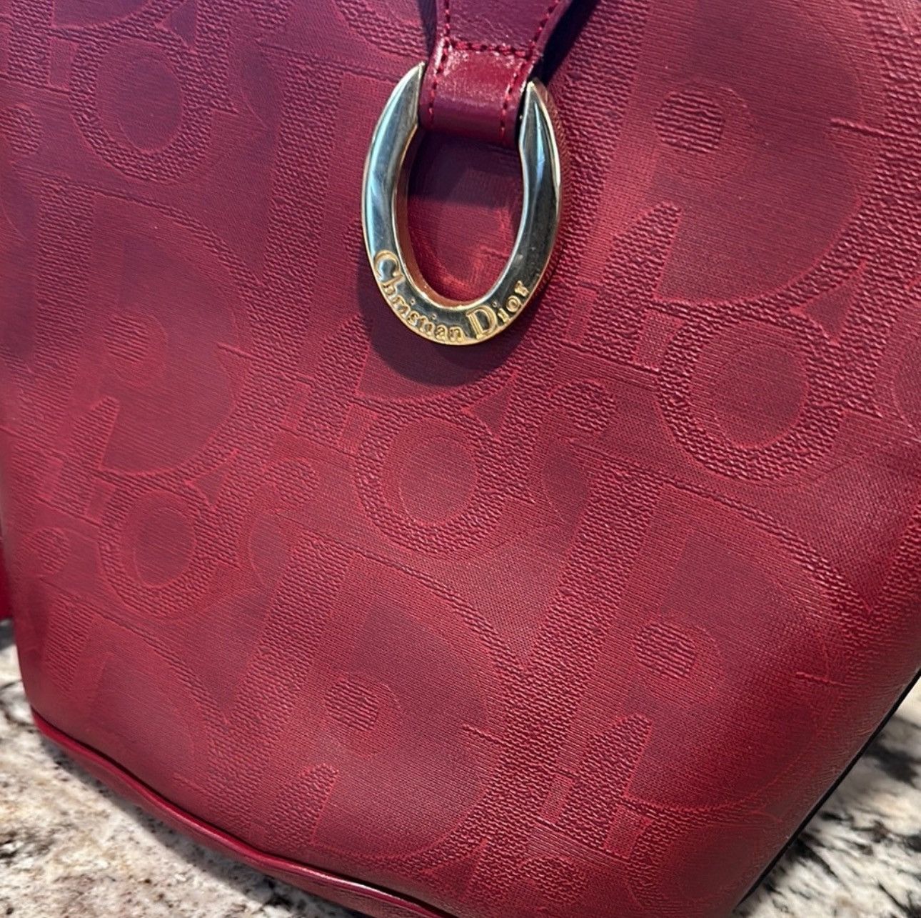 Dior Red Vintage Christian Dior oval ring bucket bag Size ONE SIZE - 2 Thumbnail