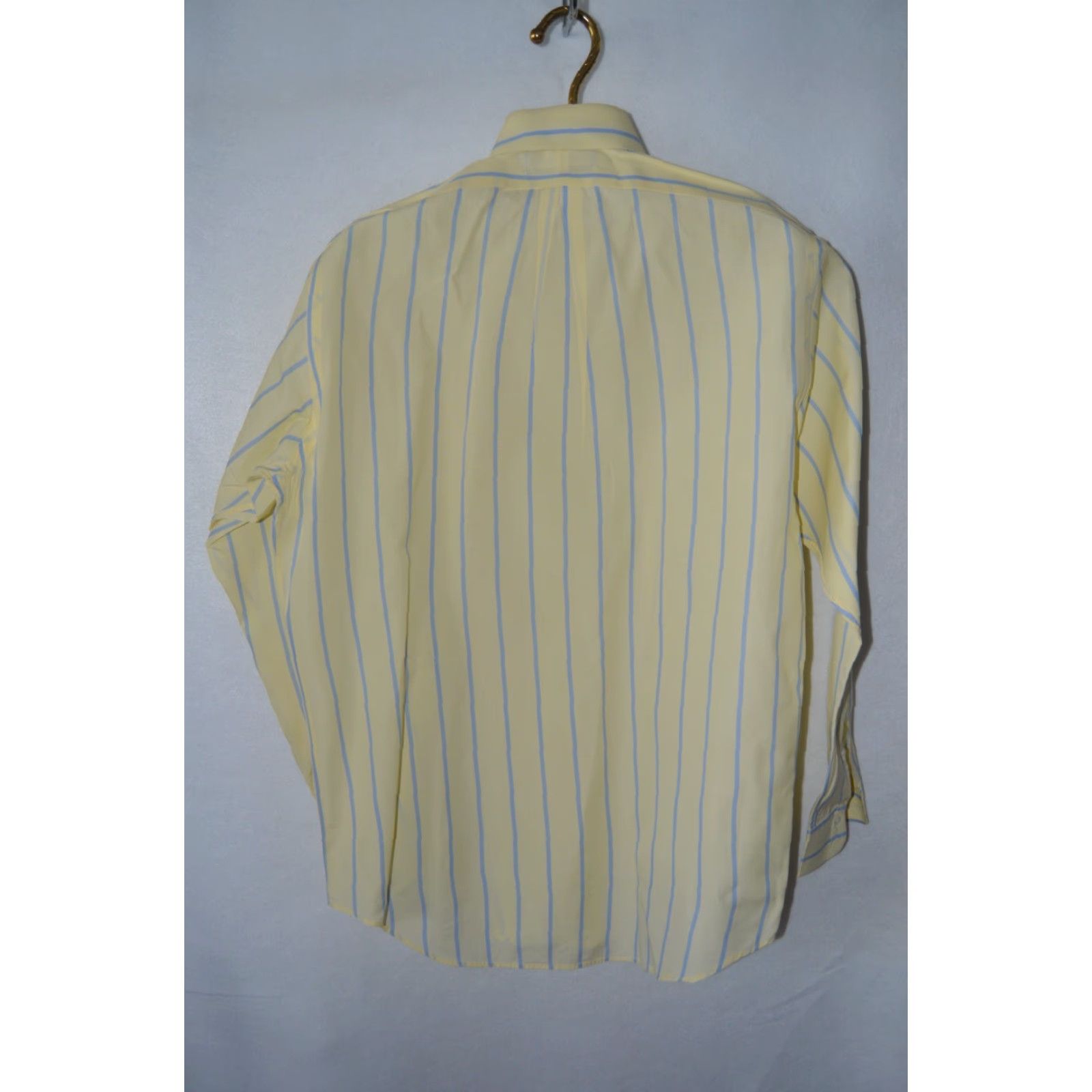Polo Ralph Lauren VINTAGE Polo Ralph Lauren Shirt Yellow Stripe Long Sleeve Button-Up Collared Cotton Distressed USA 15.5 34 Mens Regular Size US L / EU 52-54 / 3 - 2 Thumbnail