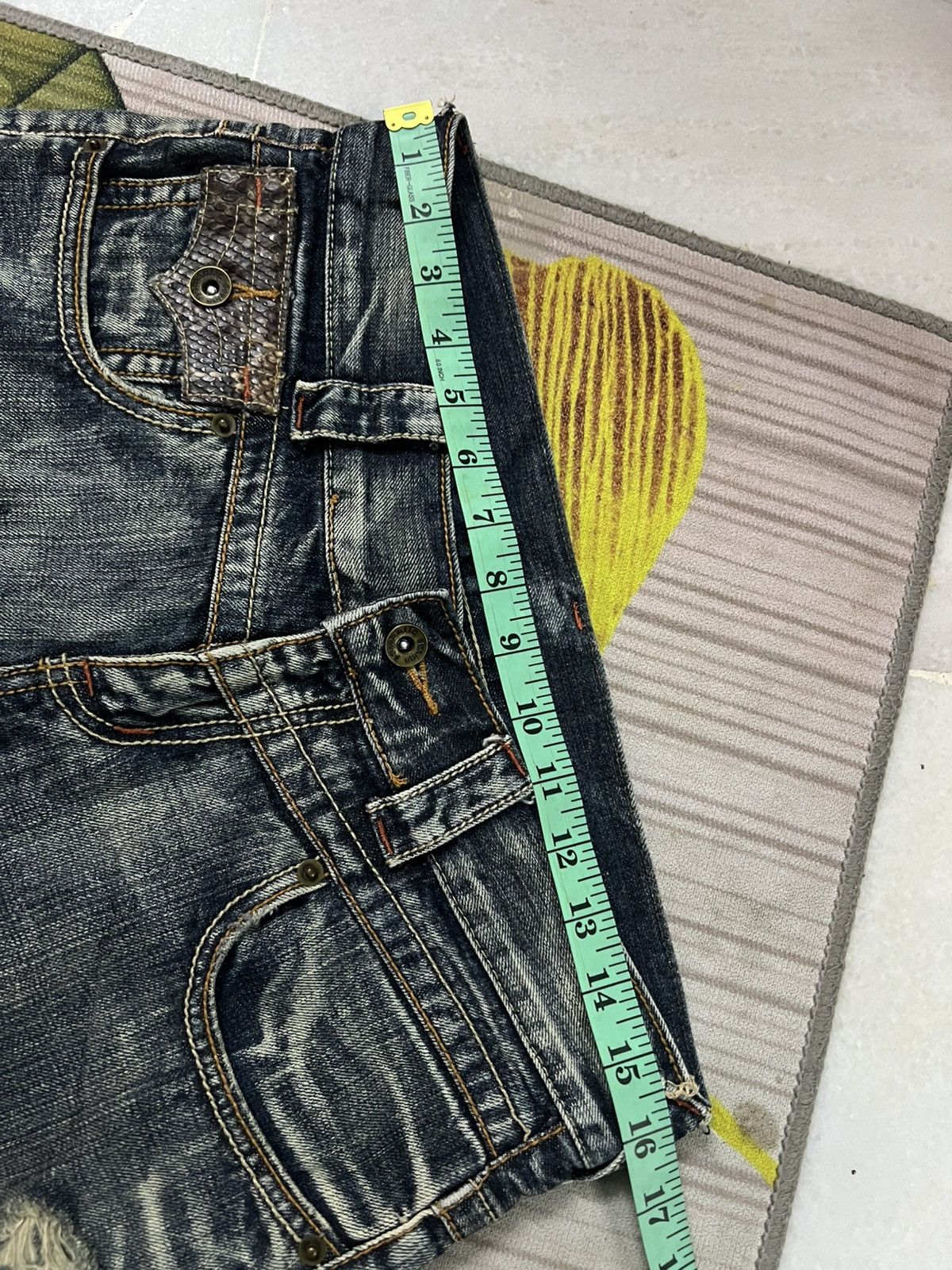 Japanese Brand 💥Flare💥Semantic Design Snake Skin Twist Leg Distress Jean Size US 32 / EU 48 - 3 Thumbnail
