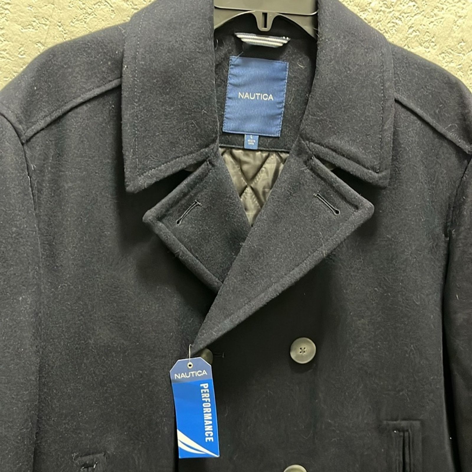 Nautica Nautica Men Large Peacoat Wool Blend Double Coat Dark Blue Size US L / EU 52-54 / 3 - 2 Thumbnail