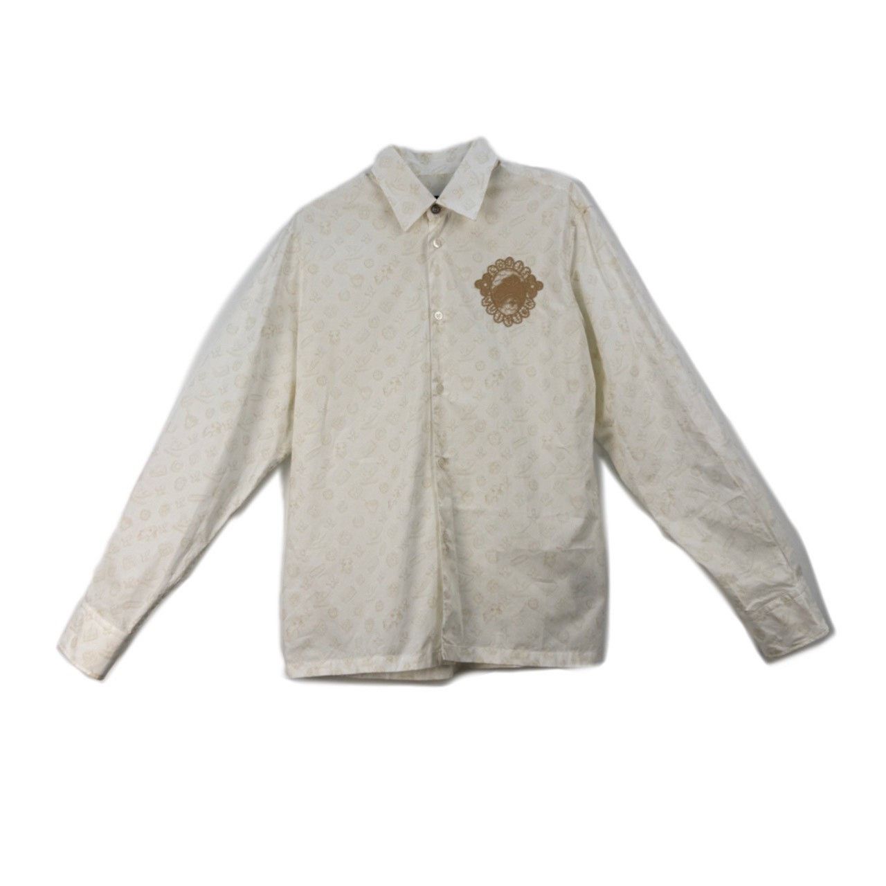 Louis Vuitton Beige shirt with full printed logo and embroi
