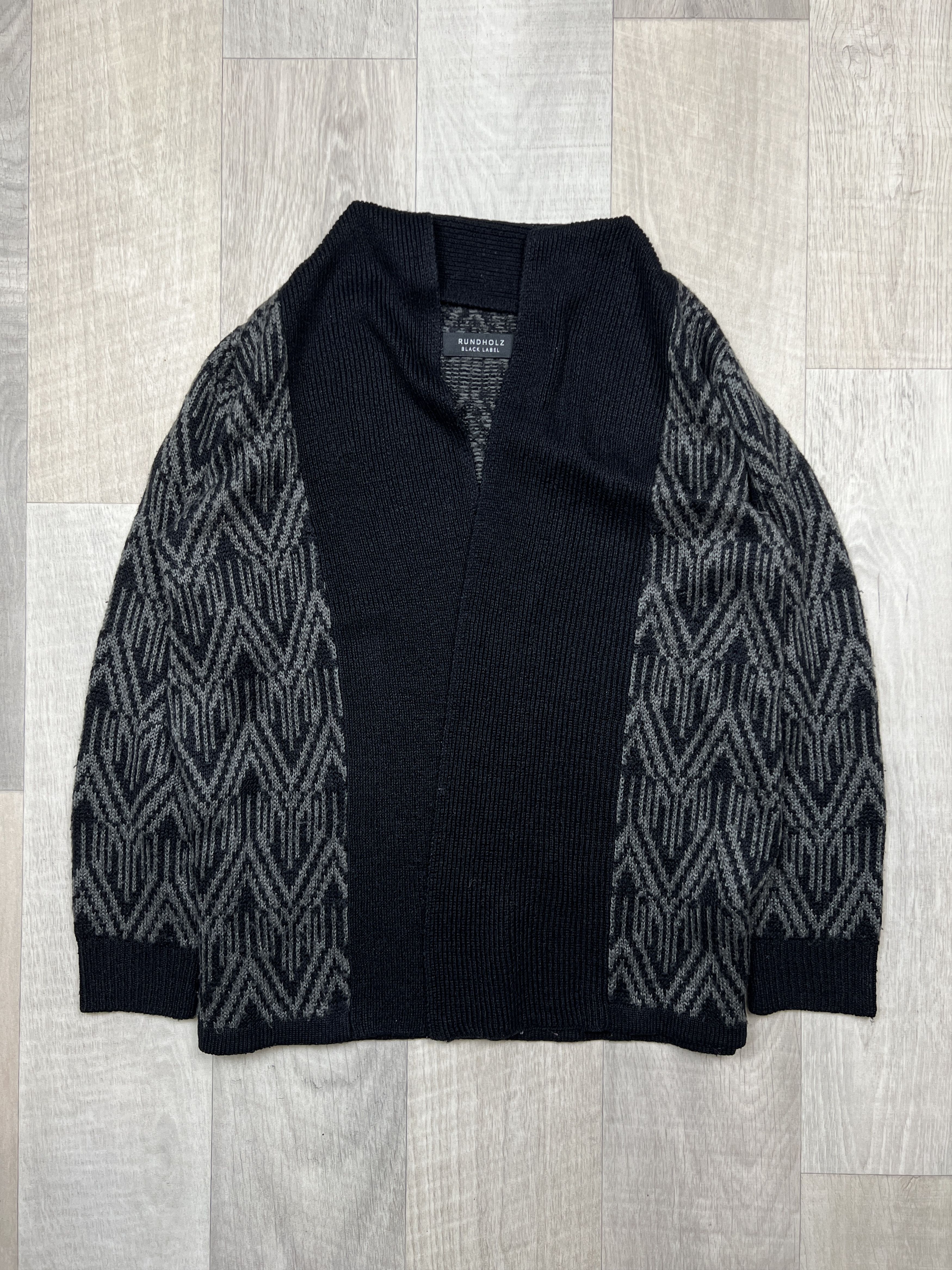 image of Rundholz Black Label Geometric Pattern Cardigan (Y0163) in Grey, Women's (Size Medium)