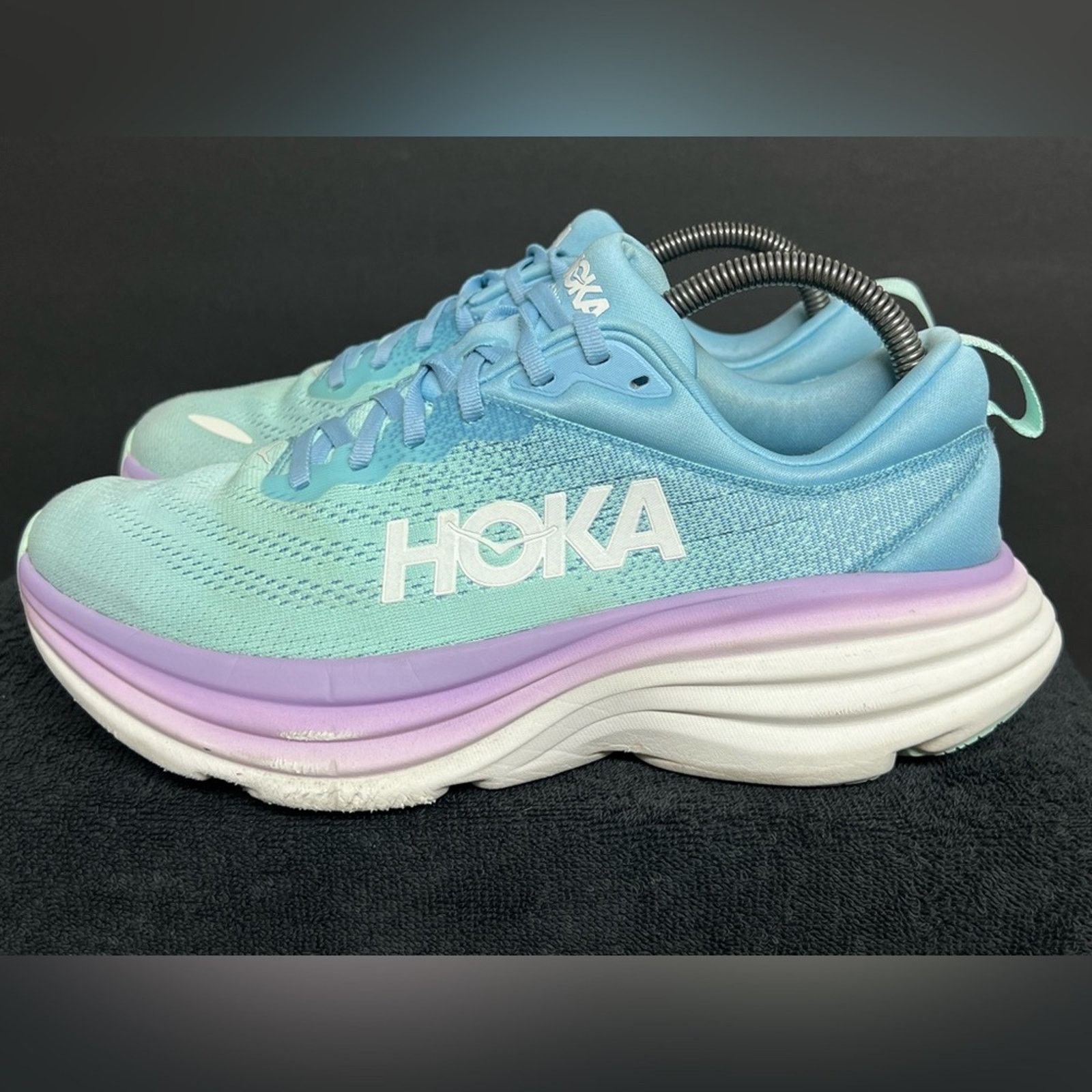Hoka Bondi 8 Shoes Womens 9 B Airy Blue Sunlit Ocean