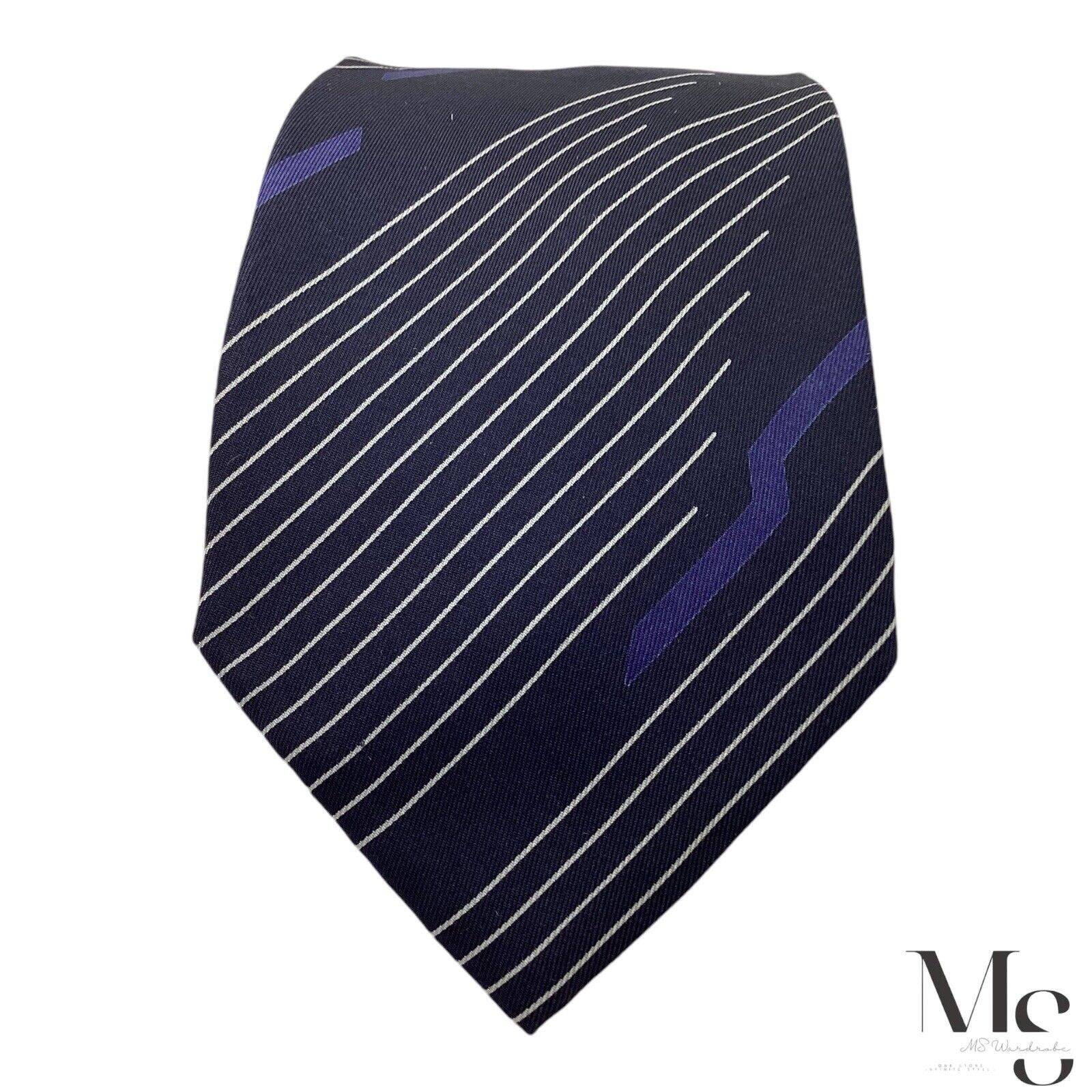 Giorgio Armani GIORGIO ARMANI Blue Striped Luxury Silk Tie Made In Italy W: Size ONE SIZE - 3 Thumbnail