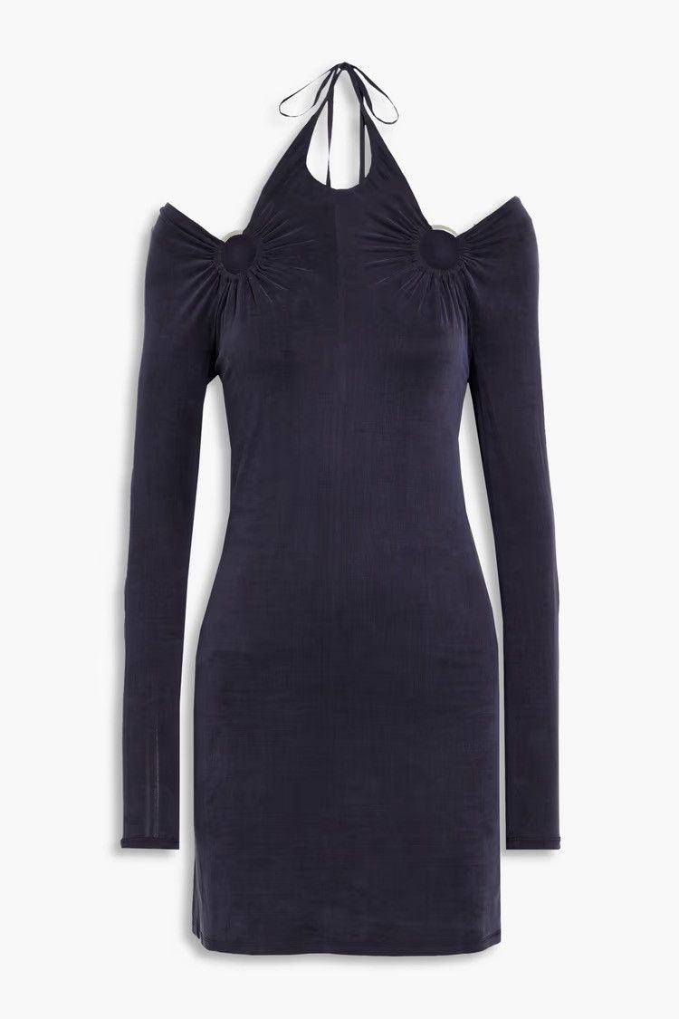 Dion Lee DION LEE Cutout cupro-blend mini dress Navy UK 8 Size S / US 4 / IT 40 - 2 Thumbnail