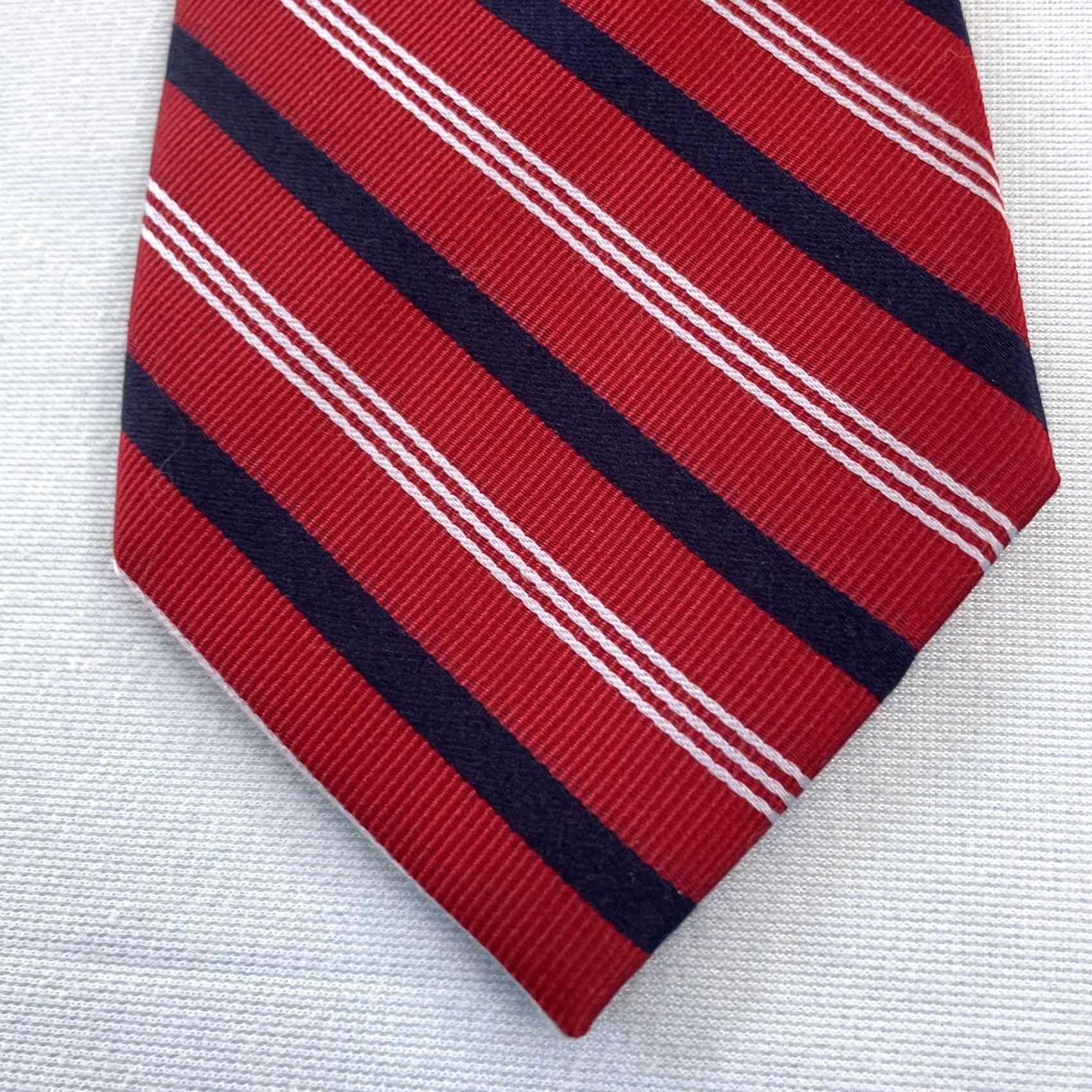 Vintage Eagle Silk Neck Tie Repp Striped Red White Blue 3.5x61" Classic Woven Tie Designer Men’s Size ONE SIZE - 2 Thumbnail