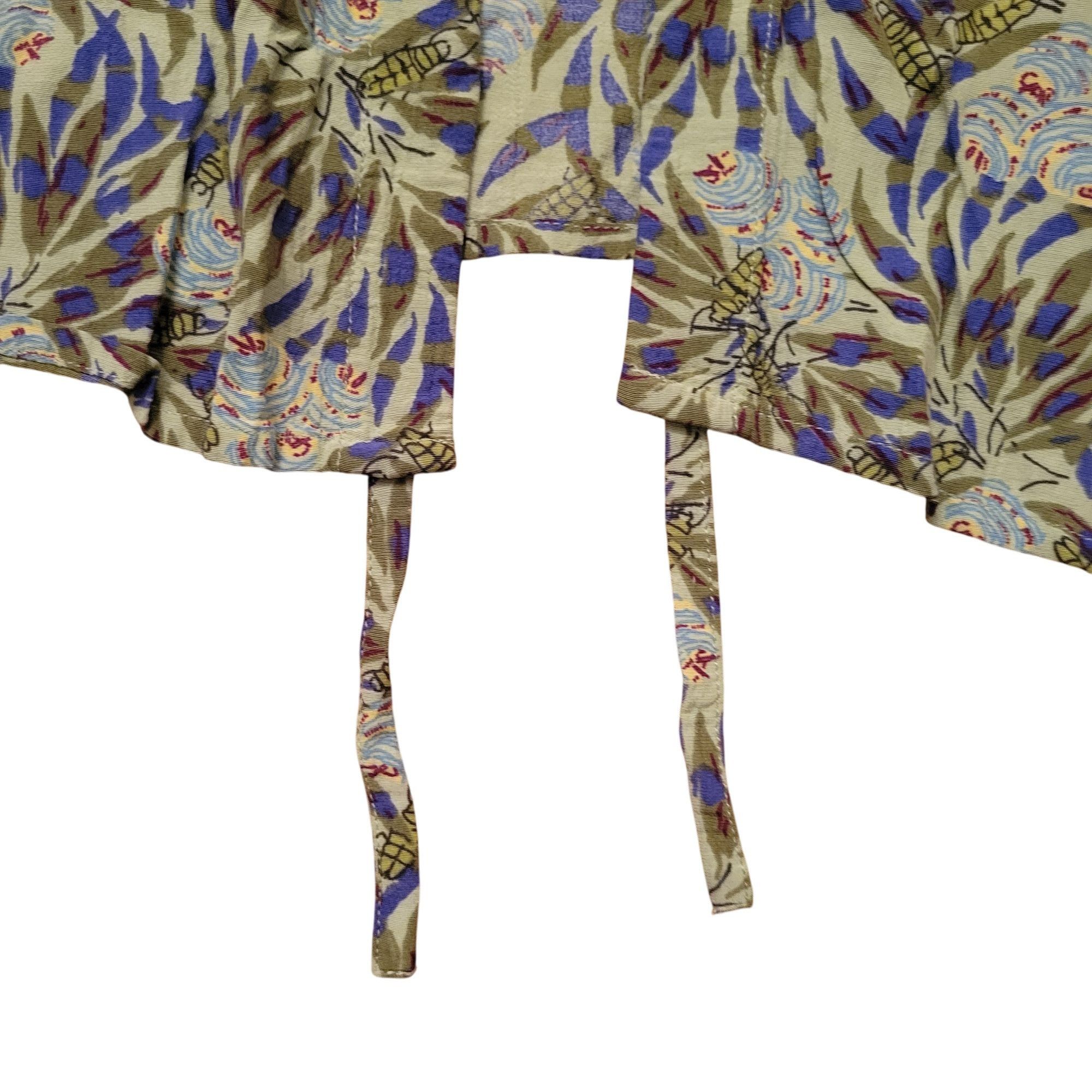 FLAX Flax Jeanne Engelhart M Rayon Floral Print Tie Front Lightwe Size M / US 6-8 / IT 42-44 - 5 Thumbnail