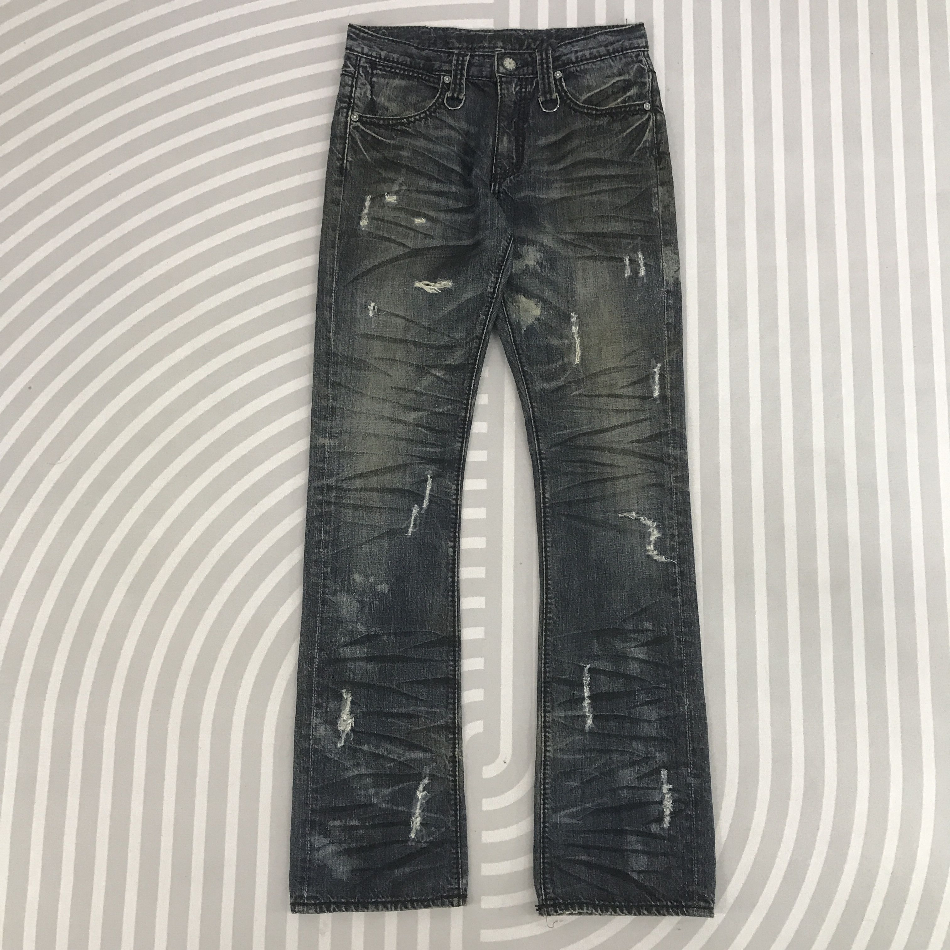 Japanese Brand × Vintage Flare Japanese brand Style Distressed Bootcut Denim pants Size US 30 / EU 46 - 1 Thumbnail