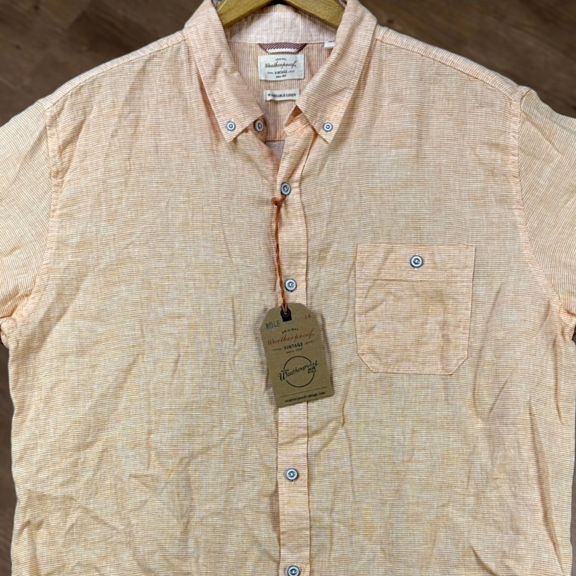 Weatherproof Weatherproof Vintage Linen Blend Shirt Button Down Mens XL Orange Pocket NEW Size US XL / EU 56 / 4 - 1 Thumbnail