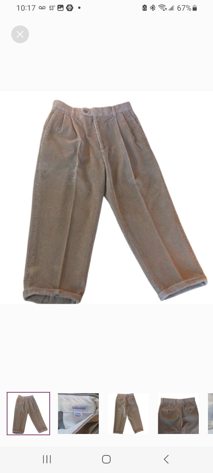 Joseph & Feiss JOSEPH & FEISS Men's Tan Corduroy Pants Size US 32 / EU 48 - 1 Thumbnail