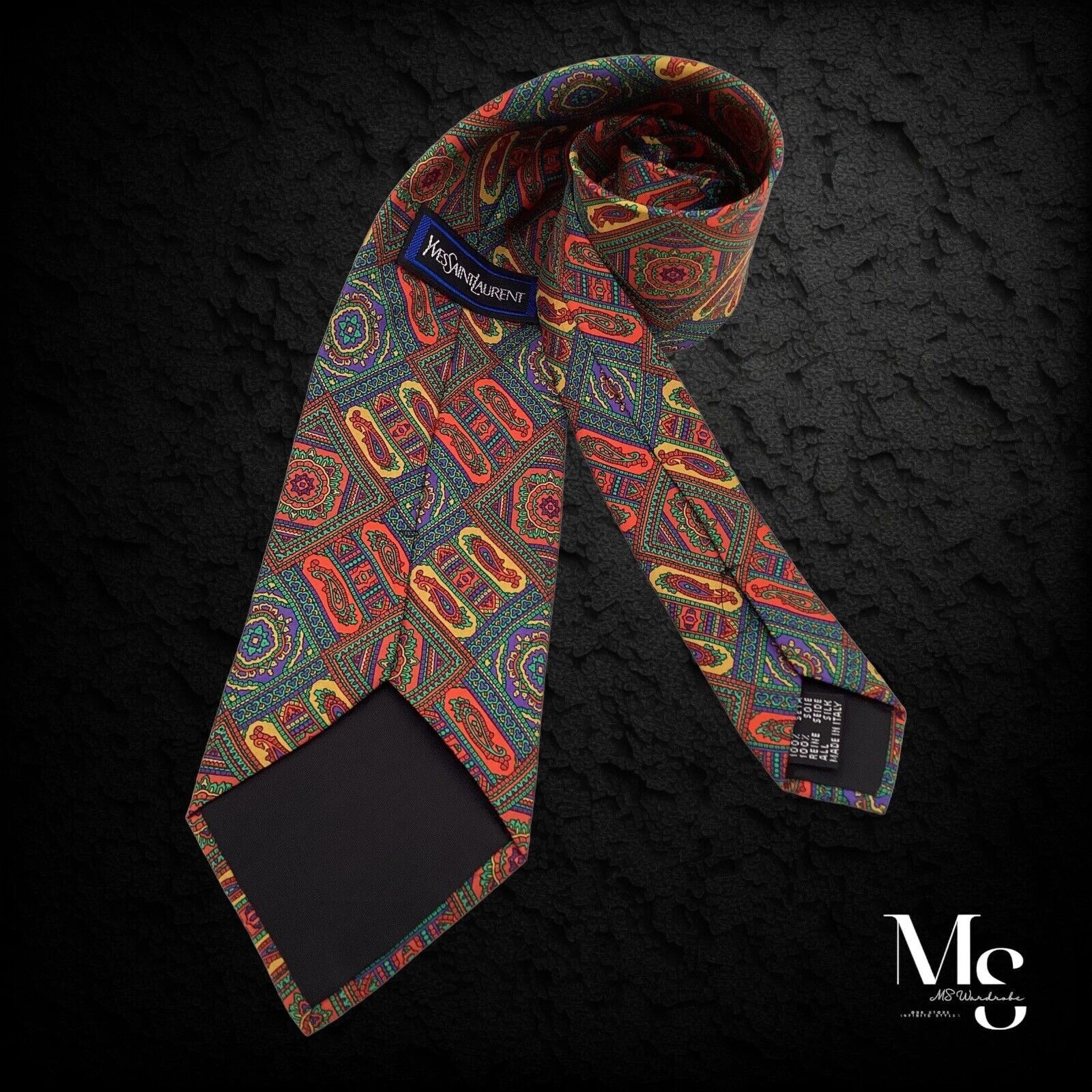 Yves Saint Laurent YVES SAINT LAURENT Multicolor Paisley Silk Tie Italy W: 3."5 Size ONE SIZE - 2 Thumbnail