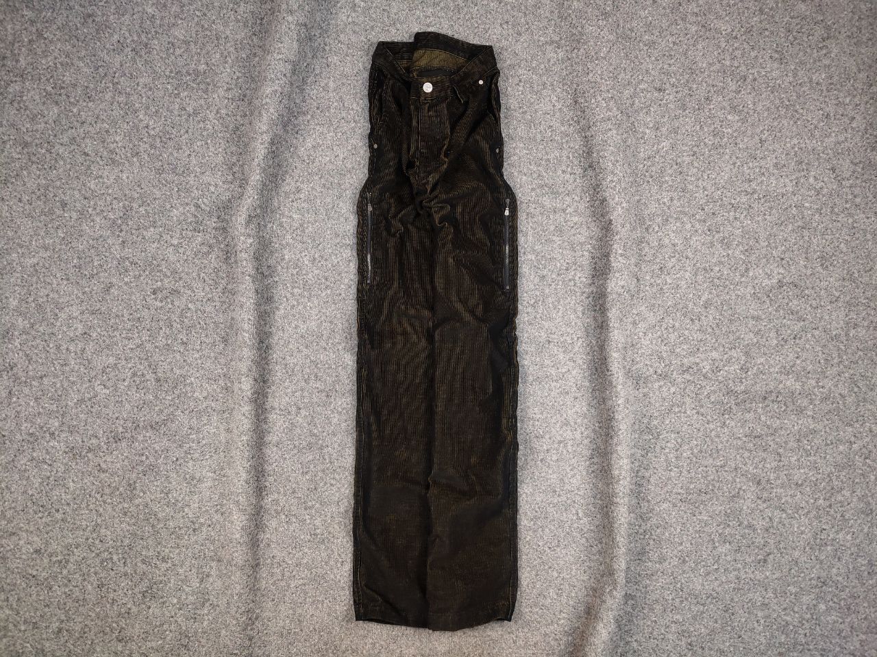 image of Archival Clothing x Versace Vintage 90's Versace Corduroy Gradient Fabric Zip Pants in Black Green 