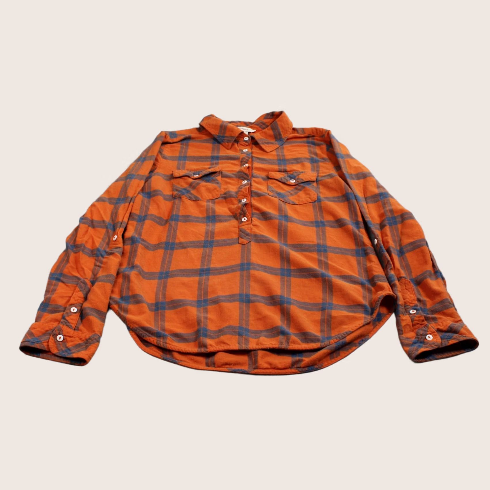 Vintage Sundance Women Large Orange Plaid Button Up Shirt Size L / US 10 / IT 46 - 1 Thumbnail