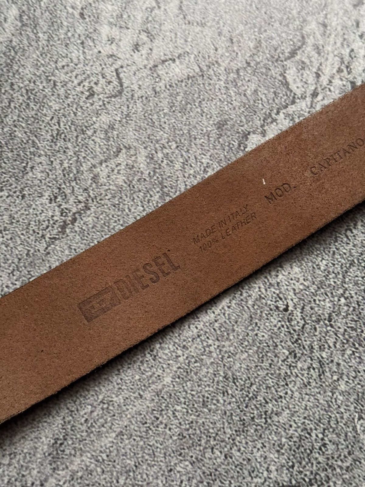 Diesel × Diesel Black Gold Diesel 100cm vintage brown leather belt biker Size ONE SIZE - 10 Thumbnail