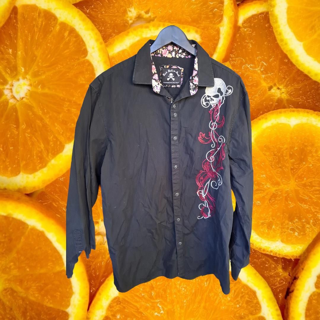 Other Rock Roll N Soul Black Button Up Shirt with Embroidered Skul Size US L / EU 52-54 / 3 - 1 Thumbnail