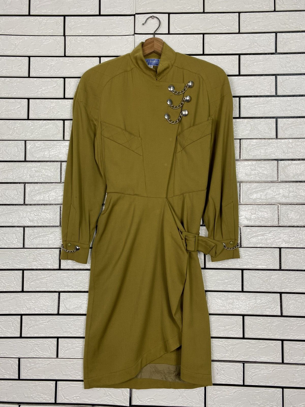 Thierry Mugler 🔥VINTAGE THIERRY MUGLER PARIS WRAP DRESS STRUCTURED CHAIN Size M / US 6-8 / IT 42-44 - 5 Thumbnail