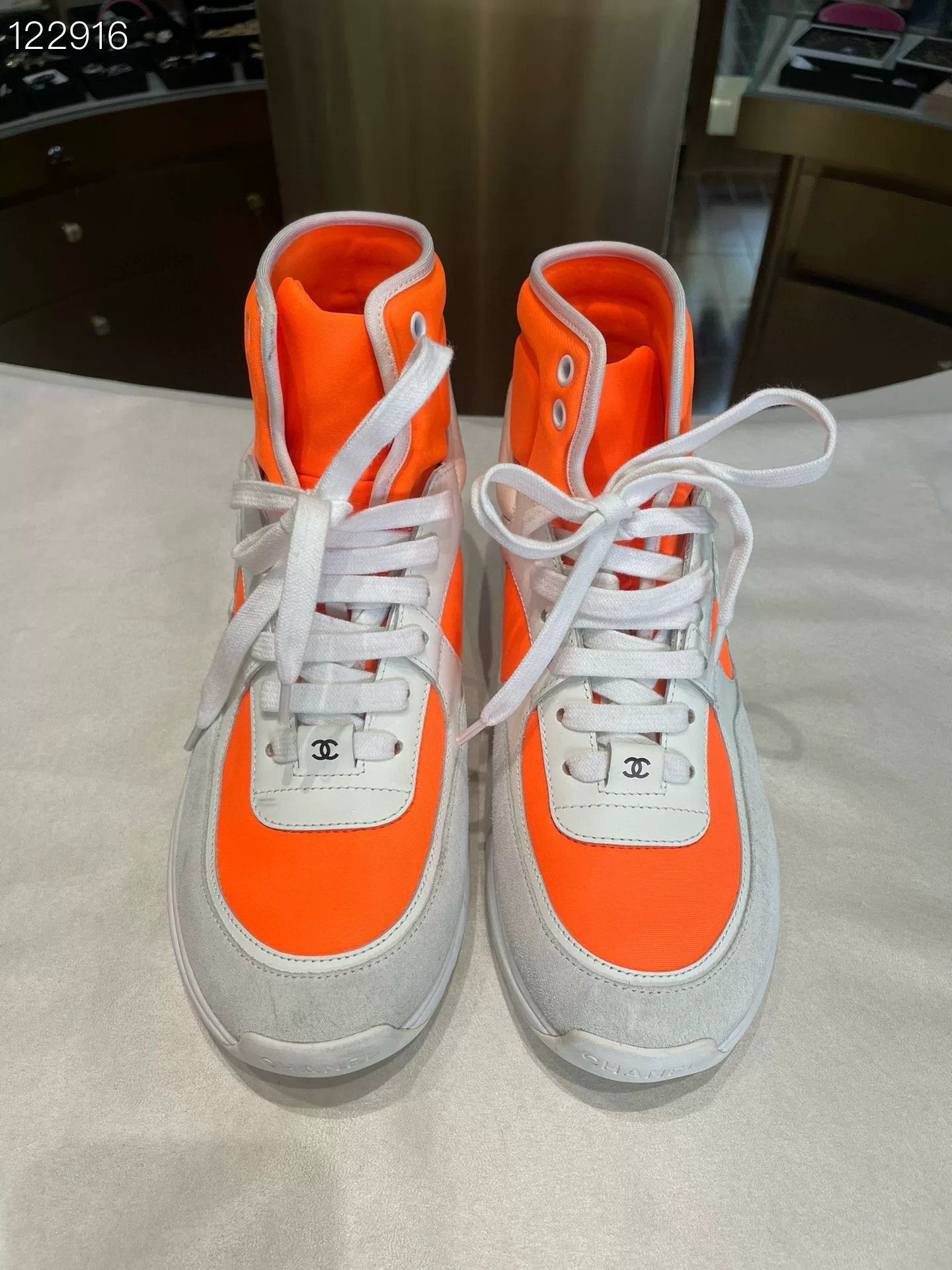Chanel Chanel White & Orange Ankle Boots Size US 6 / IT 36 - 1 Thumbnail