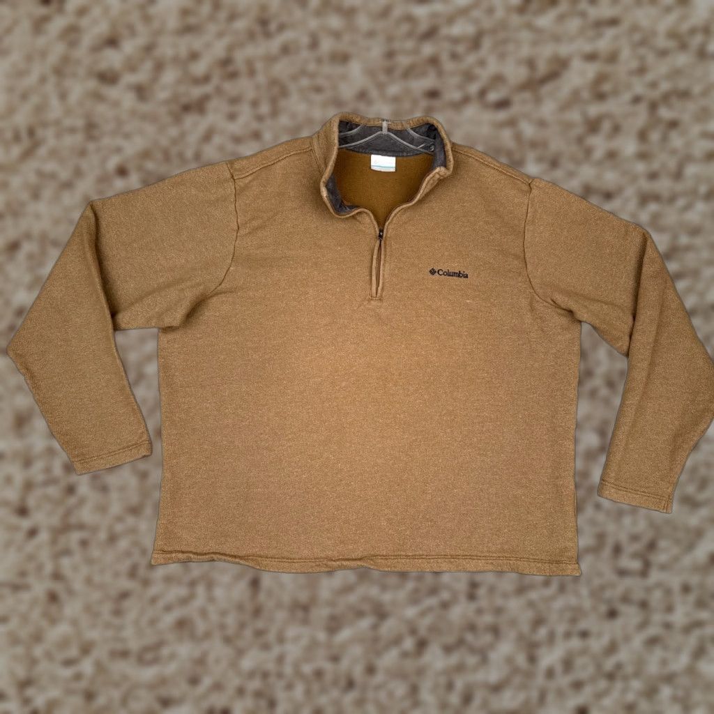 Vintage Columbia Sweater Mens XL Brown 1/4 Zip Pullover Hike Winter Outdoor Casual Mock Neck Long Sleeve Knit Logo Size US XL / EU 56 / 4 - 1 Thumbnail