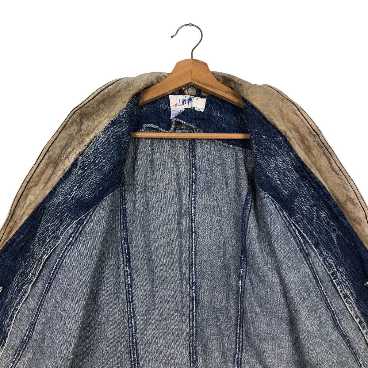 Japanese Brand 📌Vintage Cropped Biker Denim Jacket Livevire Issey Miyake Size US M / EU 48-50 / 2 - 15 Thumbnail