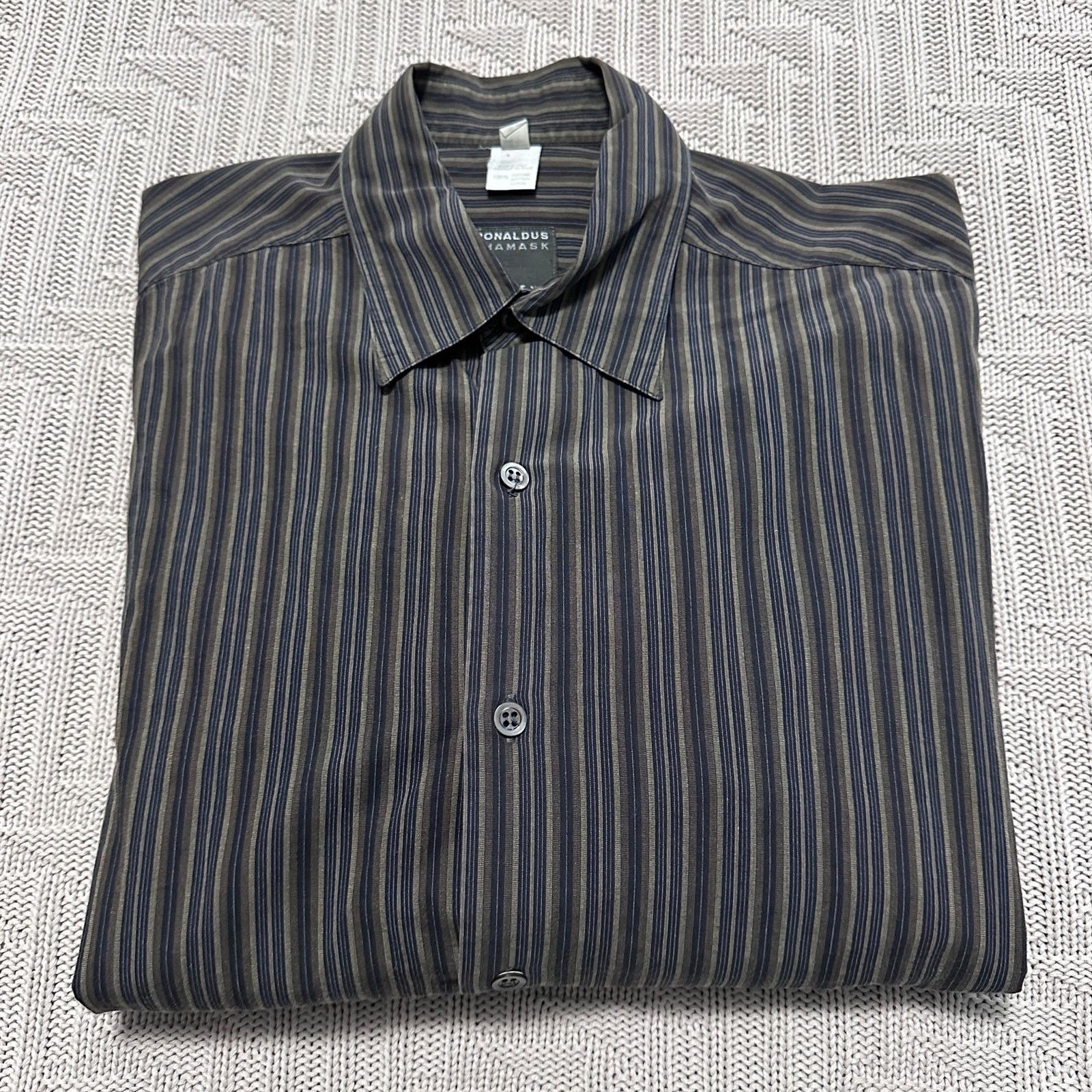 Barneys New York L Trim Fit Black Cotton Button Up Long Sleeve 