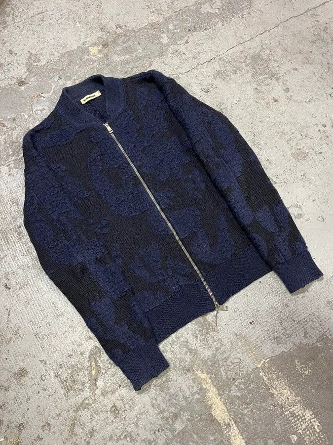 Jil Sander Jil Sander Navy Wool Two Tone Zip-up Sweater Size US M / EU 48-50 / 2 - 4 Thumbnail