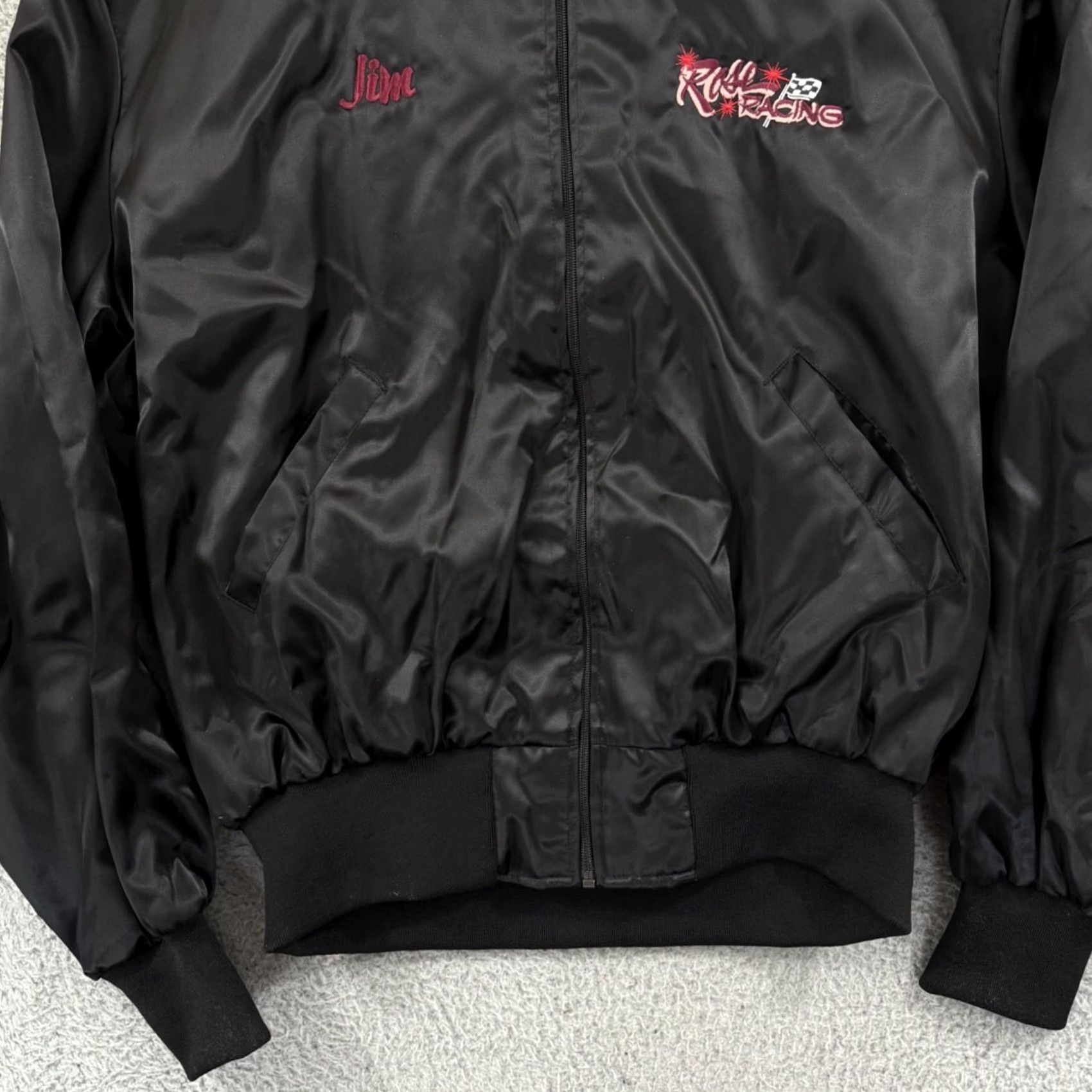 Holloway VINTAGE Holloway Jacket Motorcycle XL Black 80s Racing USA Mens Satin Bomber Size US XL / EU 56 / 4 - 3 Thumbnail