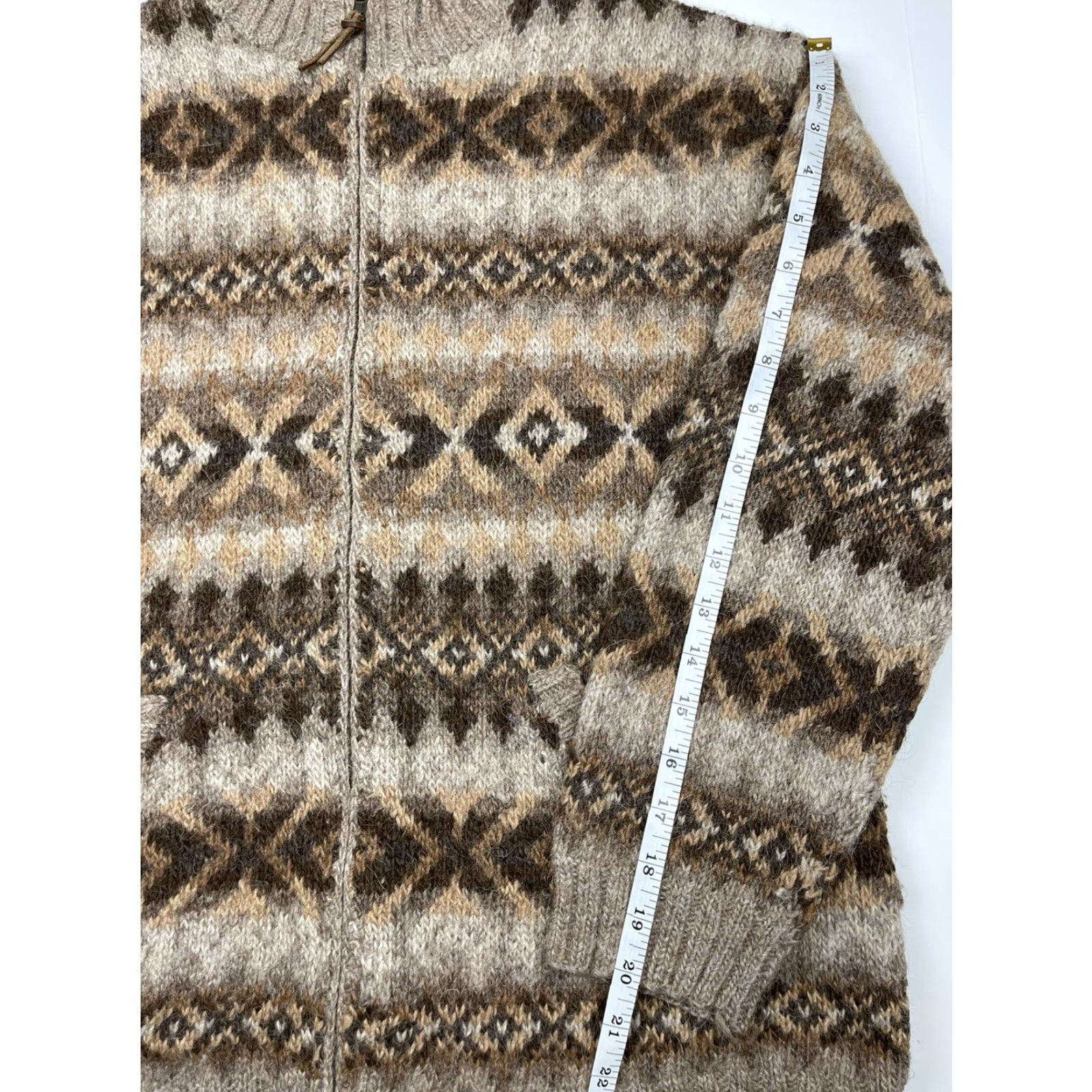 Ralph Lauren VINTAGE Ralph Lauren RL Women's Aztec Cardigan Sweater Zip Mock Neck Heavyweight M Brown Size M / US 6-8 / IT 42-44 - 7 Thumbnail