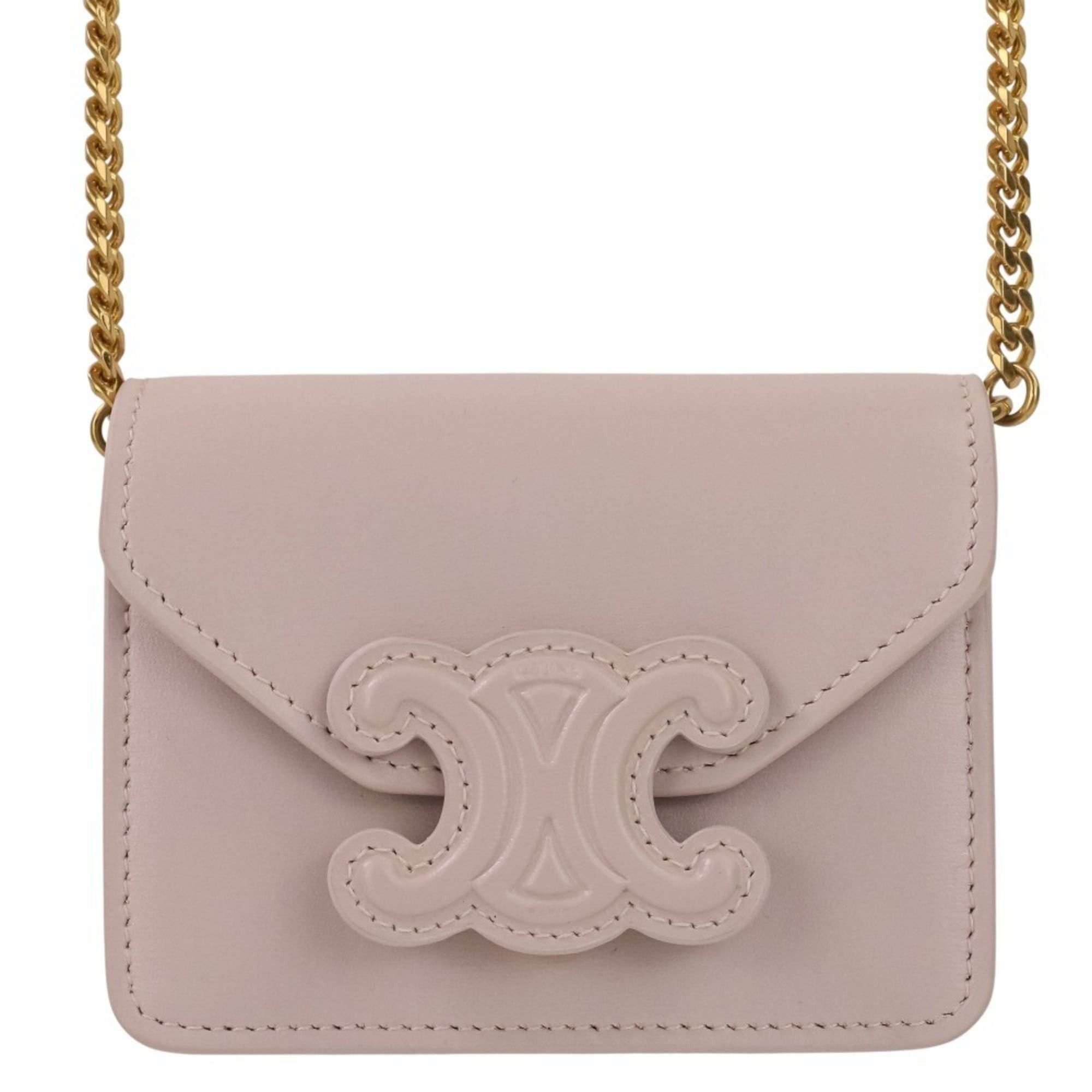 Celine CELINE Triomphe Chain Card Holder Mini Shoulder Bag S-BB-4292 Light Pink Women's Size ONE SIZE - 1 Thumbnail