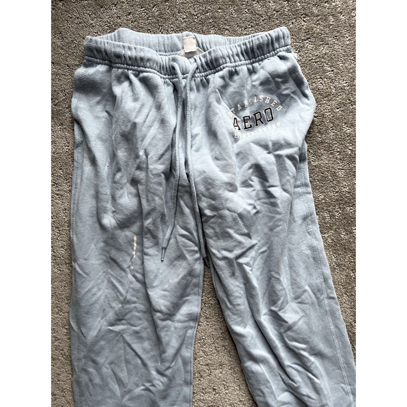 Vintage Aéropostale Sweatpants Women’s Small Blue Logo Drawstring Elastic Waist Tapered 29 in Inseam Size 28" / US 6 / IT 42 - 2 Thumbnail