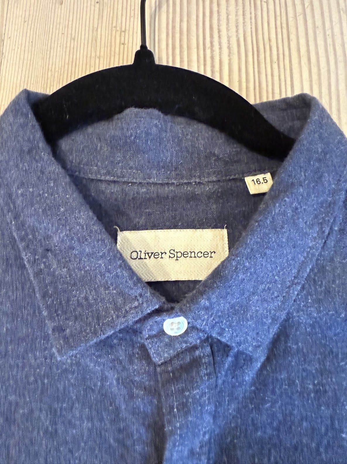 Oliver Spencer Flannel dress shirt (Navy) Size US XL / EU 56 / 4 - 2 Thumbnail