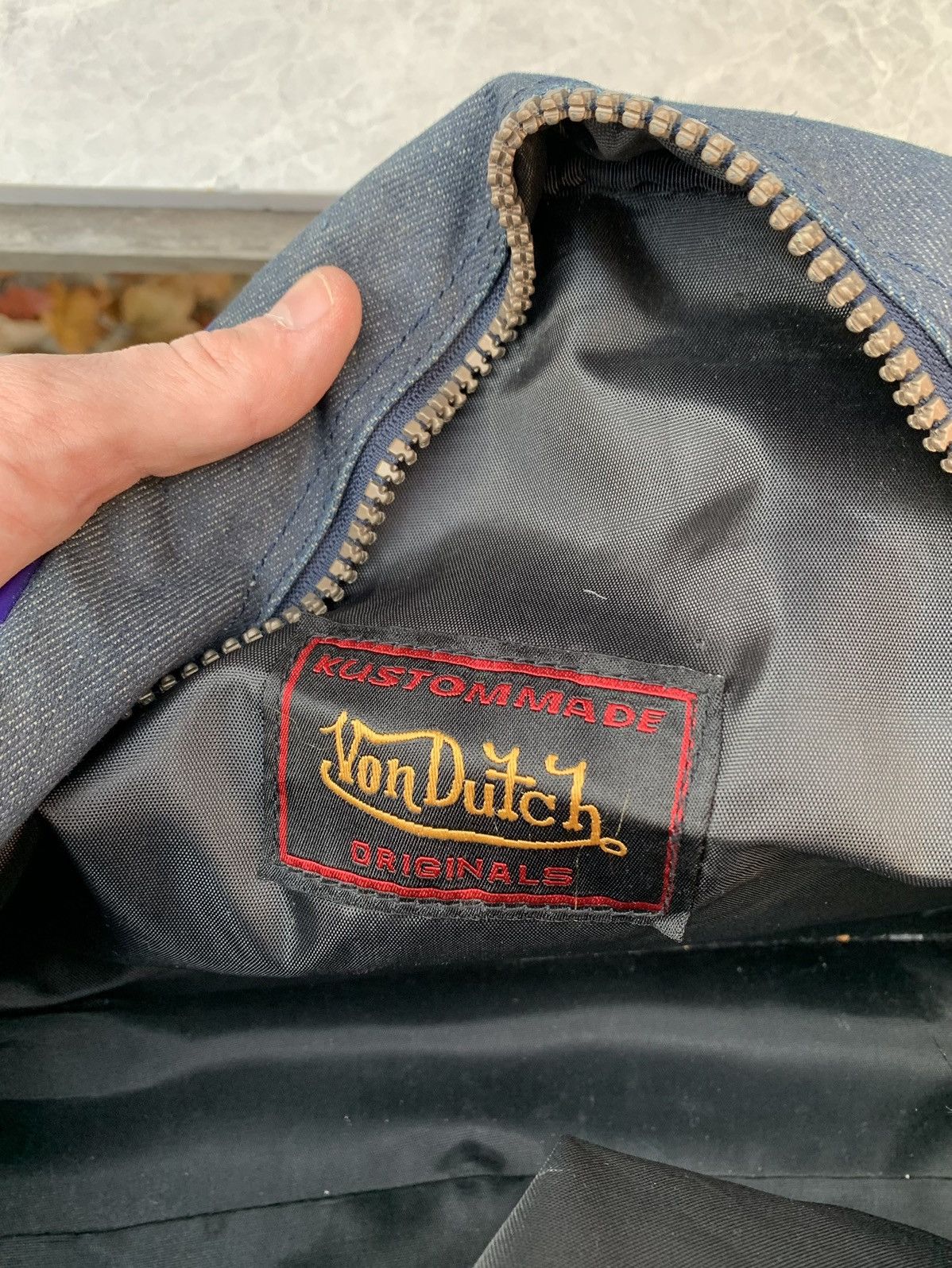 Vintage × Von Dutch Vintage Von Dutch Kustom Denim Bag Bowling Duffle Purse Tote Size ONE SIZE - 5 Thumbnail
