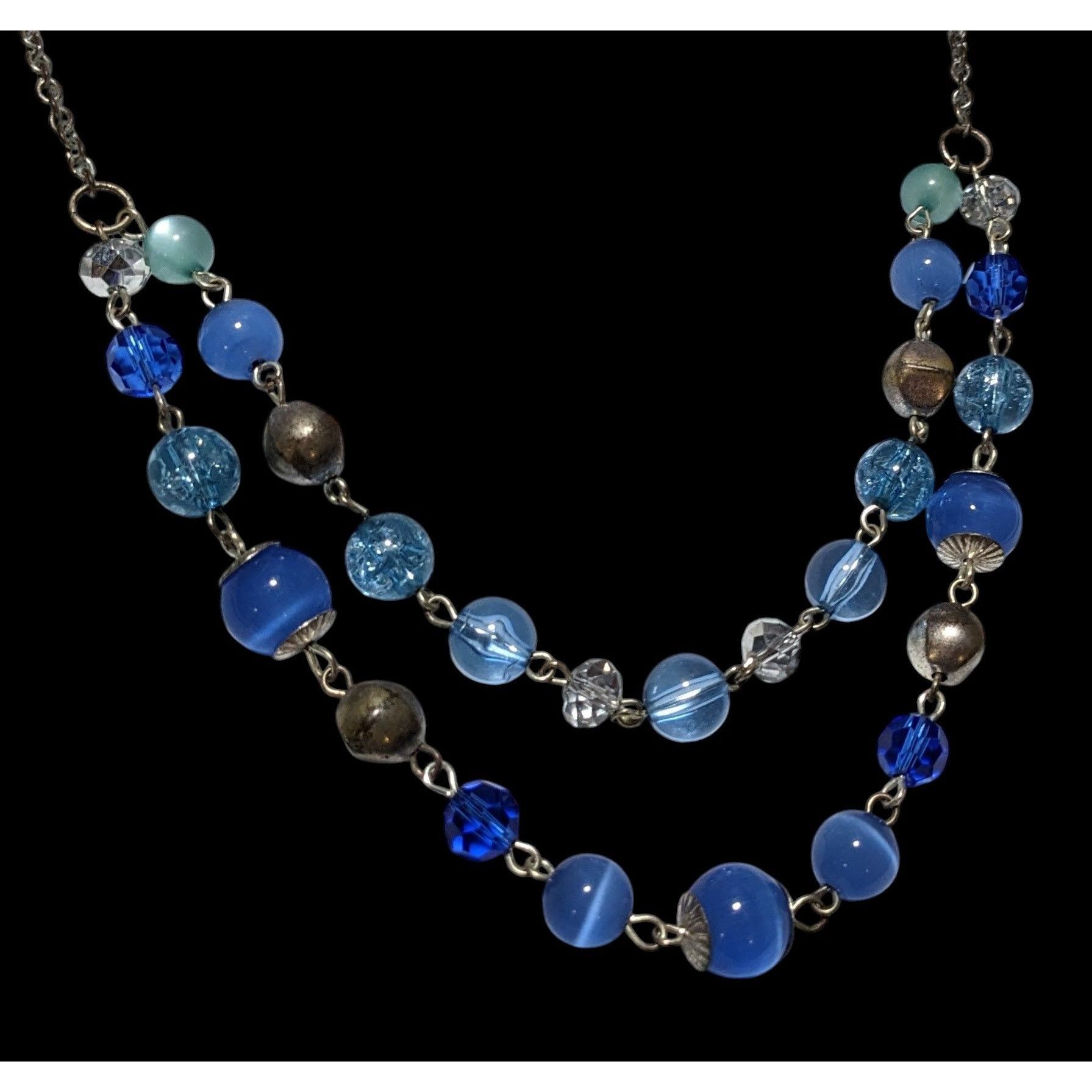 Other Retro Beachy Multilayer Blue And Silver Beaded Necklace Size ONE SIZE - 4 Thumbnail