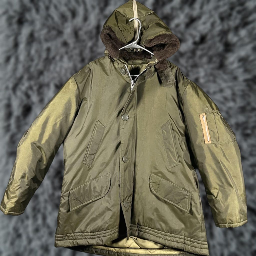Olive VINTAGE Timber King Jacket Mens Large Olive Green Parka Hooded Quilt Lined YKK Size US L / EU 52-54 / 3 - 1 Thumbnail