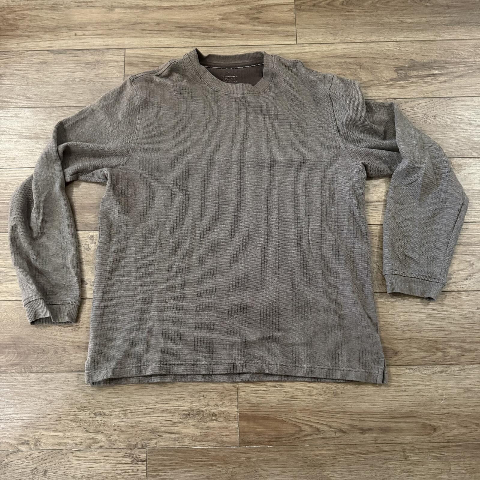 Van Heusen Vintage Brown Ribbed Knit Long Sleeve Sweatshirt Y2K Size US L / EU 52-54 / 3 - 1 Thumbnail