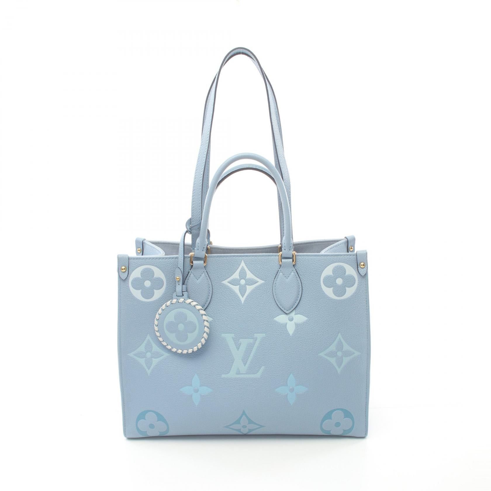 Louis Vuitton On-The-Go Mm Monogram Empreinte Summer Blue Shoulder Bag Tote Leather Light