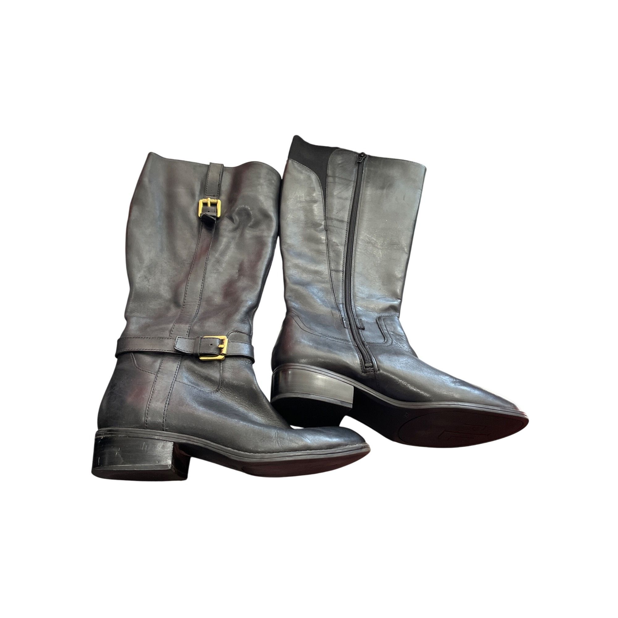 Ralph Lauren Ralph Lauren Womens Black Leather Knee-High Riding Boots Siz Size US 7 / IT 37 - 1 Thumbnail