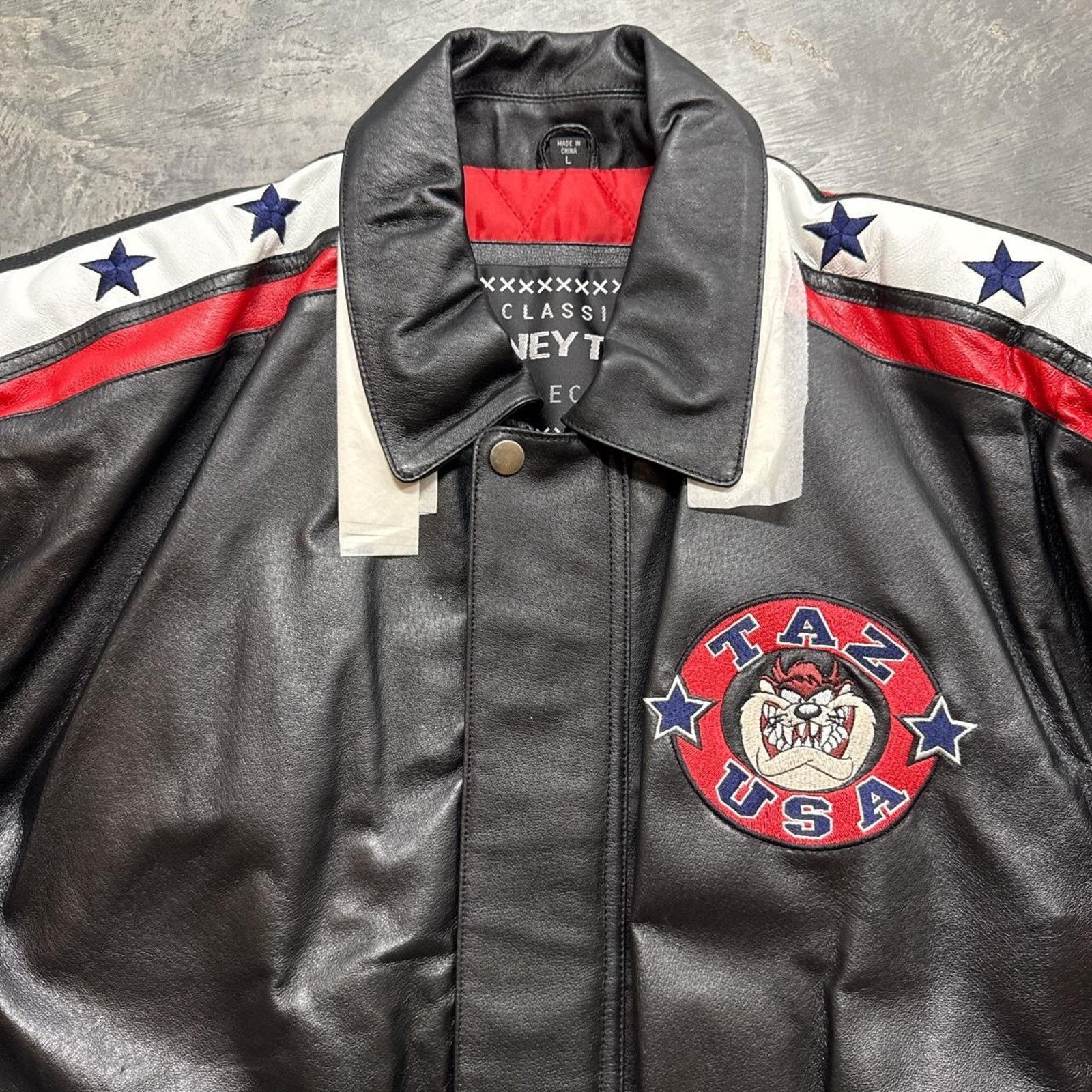 Vintage Vintage TAZ Tasmanian Devil USA Looney Tunes Leather Jacket Size US L / EU 52-54 / 3 - 6 Thumbnail