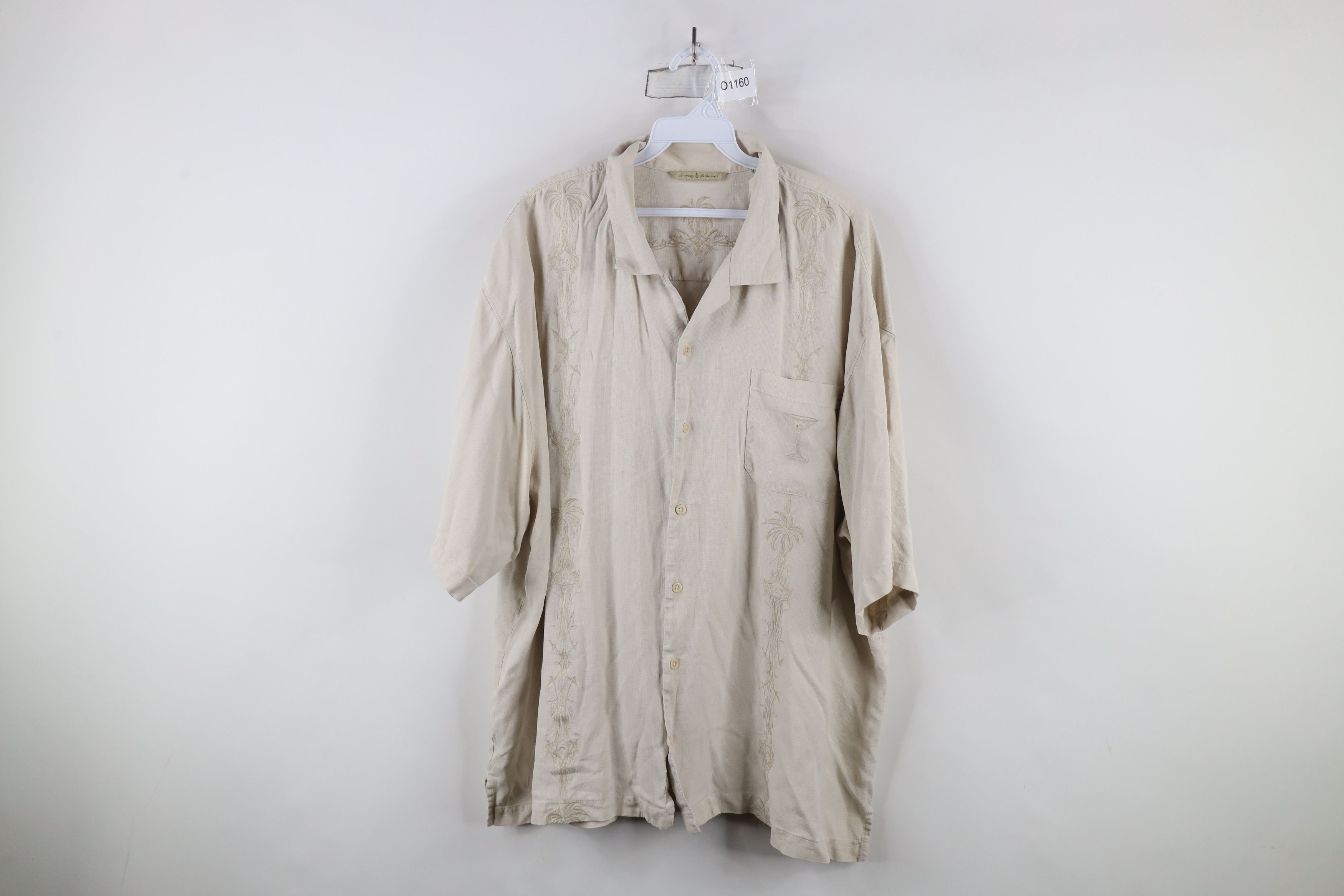 Tommy Bahama × Vintage Vintage Tommy Bahama Tribal Martini Silk Button Shirt Beige Size US XXL / EU 58 / 5 - 1 Thumbnail