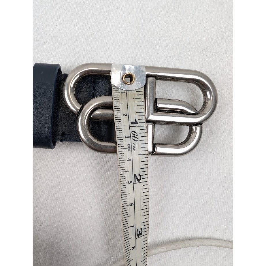Balenciaga o1rshd1 Size:100 / Natural Calf Large BB Belt in Navy Blue Size 40 - 15 Thumbnail