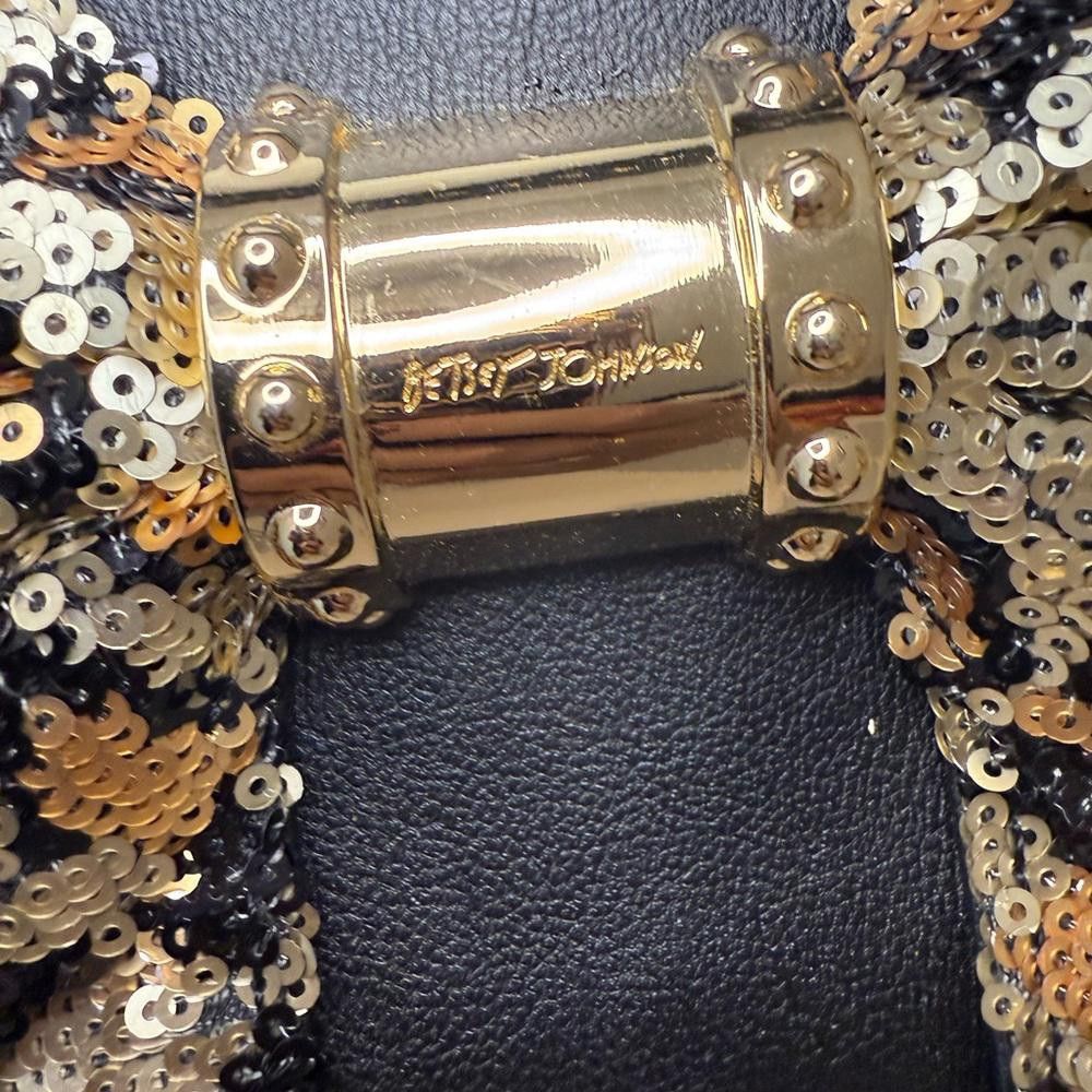 Designer Betsey Johnson Vintage Oh Bow! Leopard Sequin Black Satchel Size ONE SIZE - 3 Thumbnail