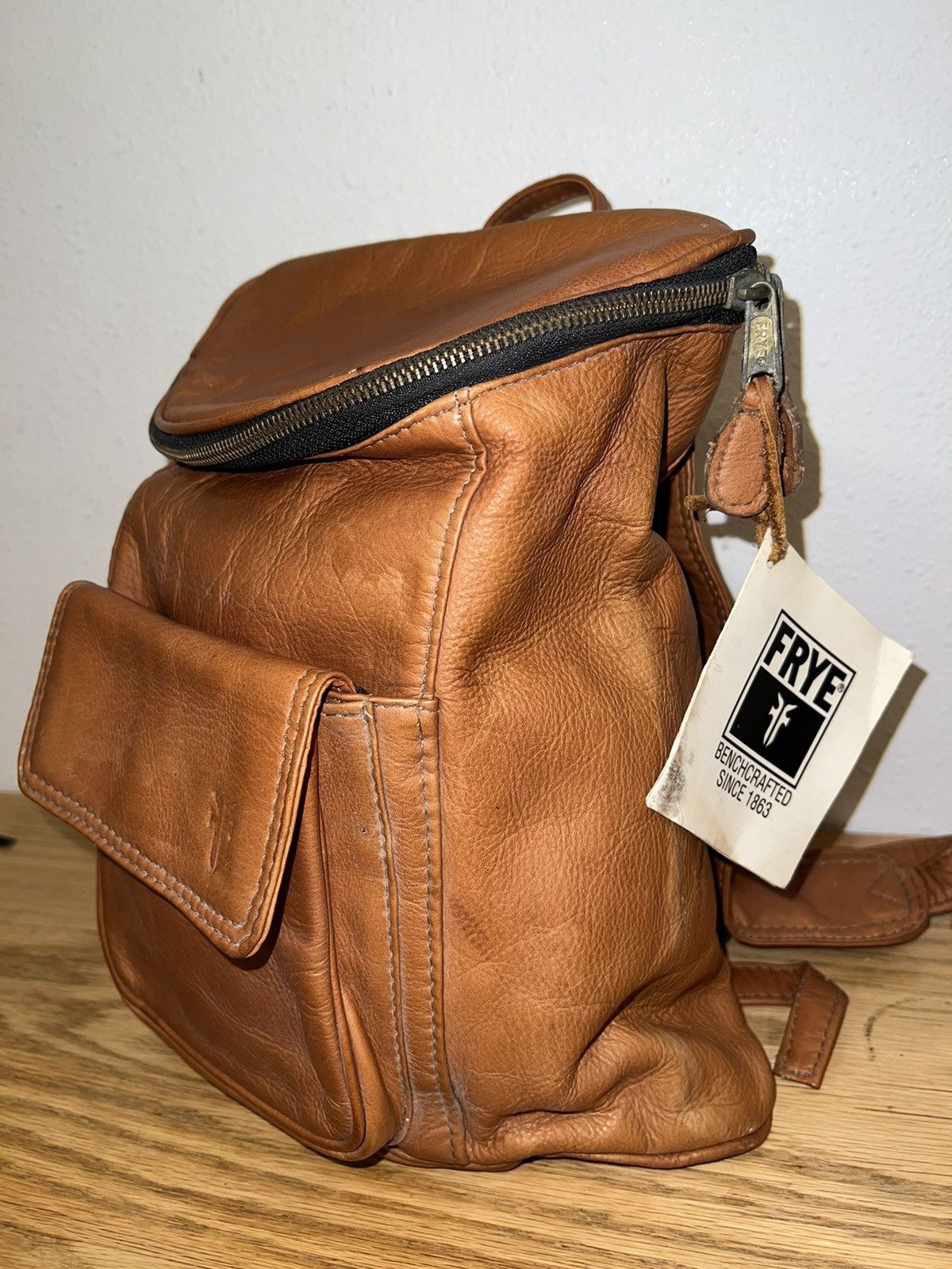 Frye Backpack Vintage Frye Vintage Backpack in black leather | Mercari main image 4