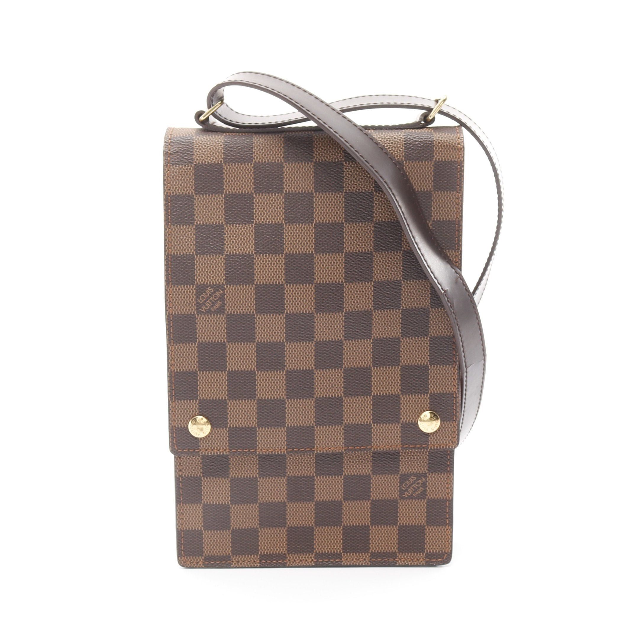 Louis Vuitton Portobello Damier Ebene Shoulder Bag Leather Brown, Women's