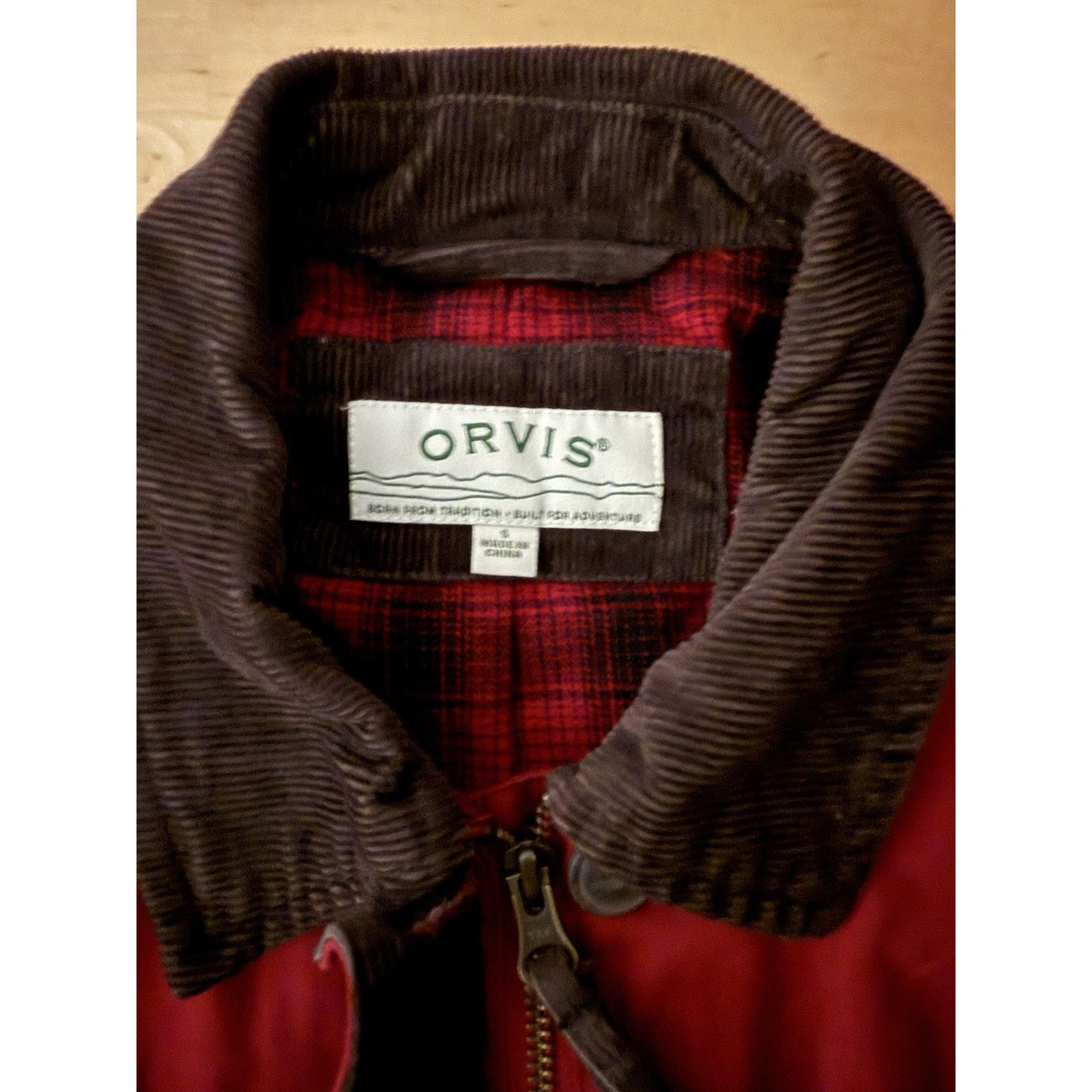 Orvis Barn Chore Coat Flannel Lined Full Zip Corduroy Collar in Red, Men's — image 2 of 4