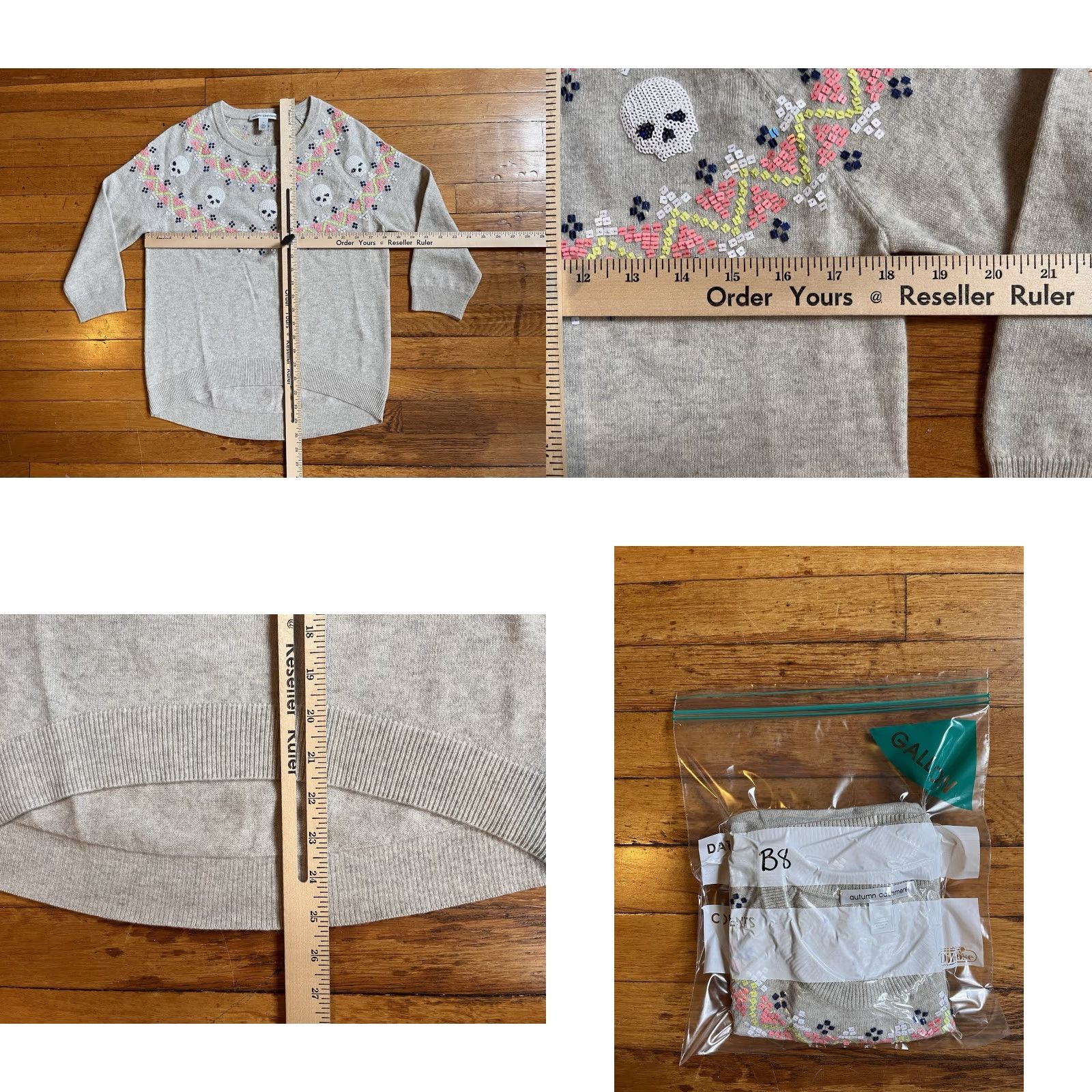 Autumn Cashmere Autumn Cashmere Sequin Skull Sweater Women’s Small Grey Size S / US 4 / IT 40 - 8 Thumbnail