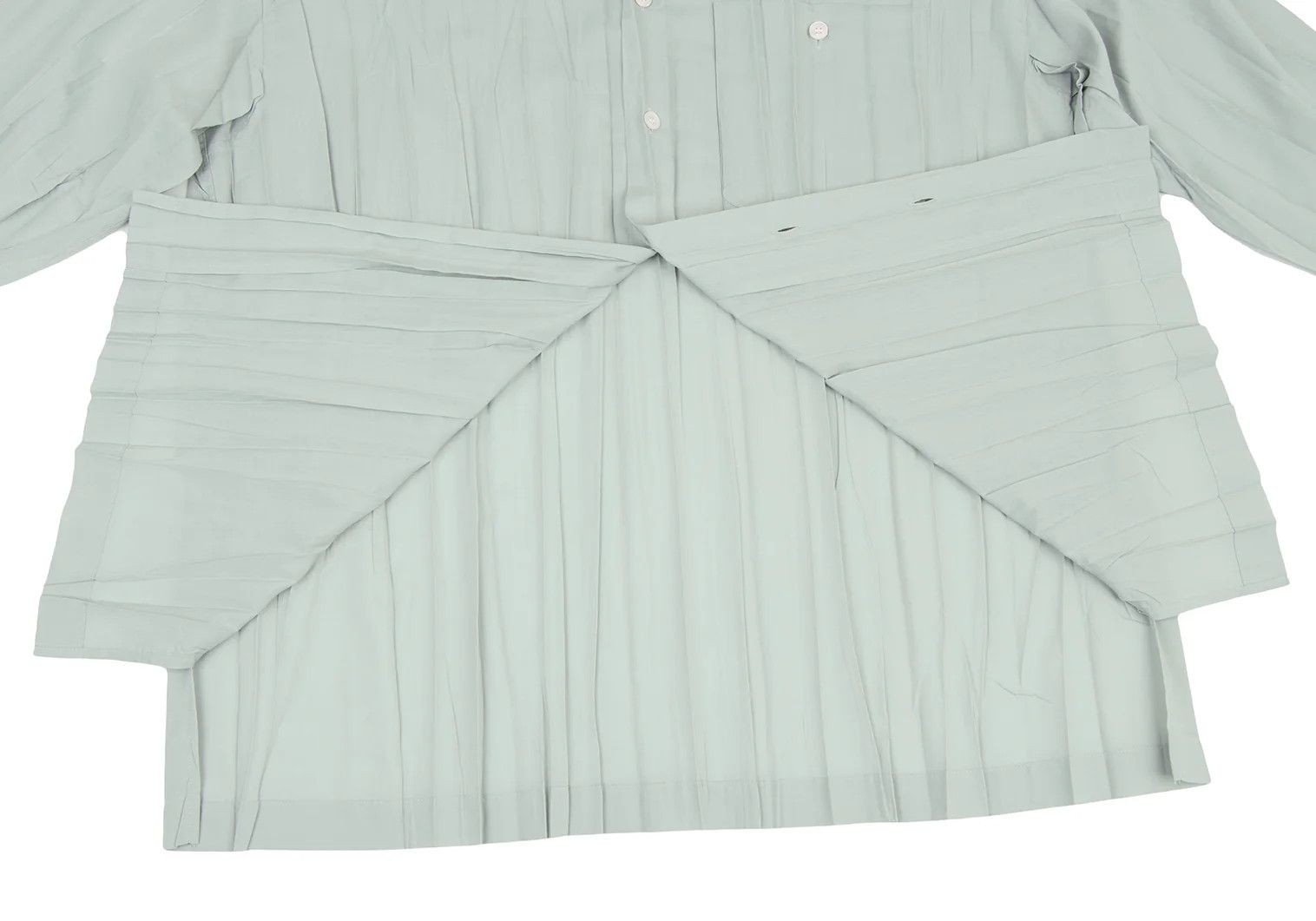 Issey Miyake Long Sleeve Pleated Shirt in Light Green Size US XL / EU 56 / 4 - 15 Thumbnail