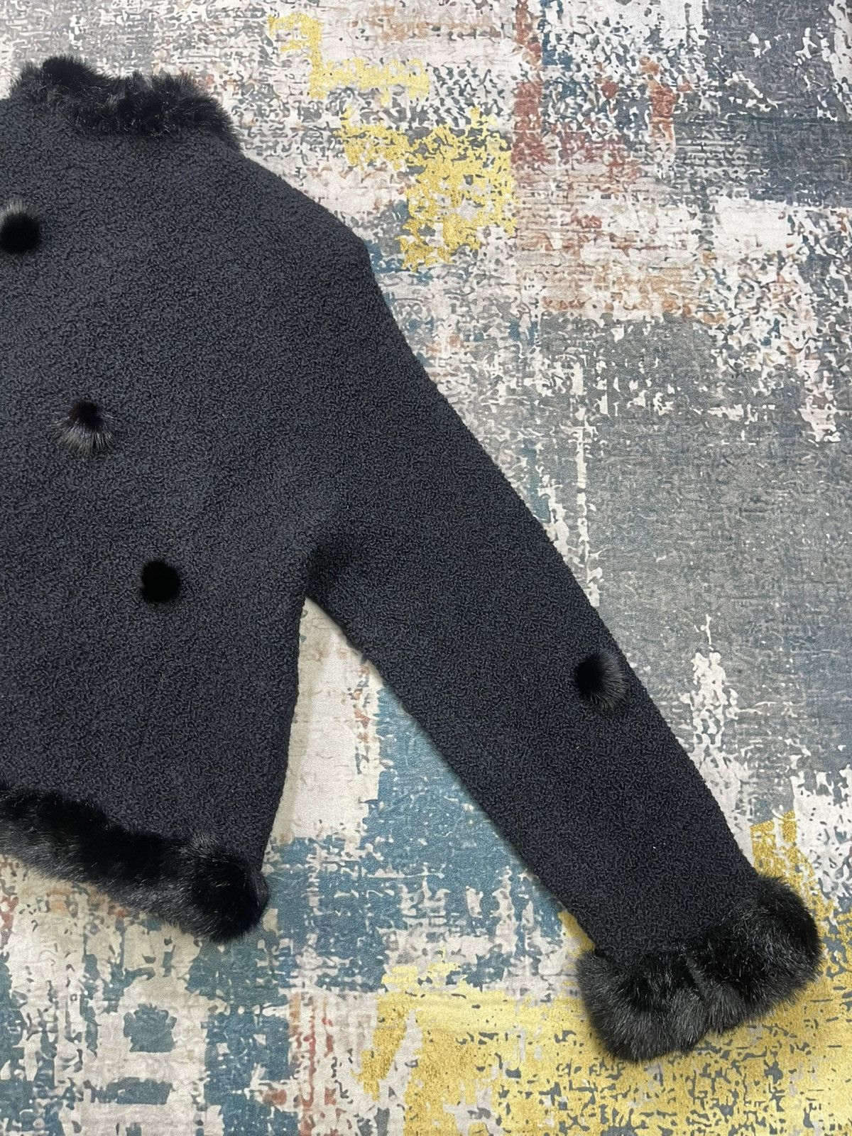 Japanese Brand Boucle Plush Fur Trim Scattered Pom-Poms Jacket Size L / US 10 / IT 46 - 4 Thumbnail