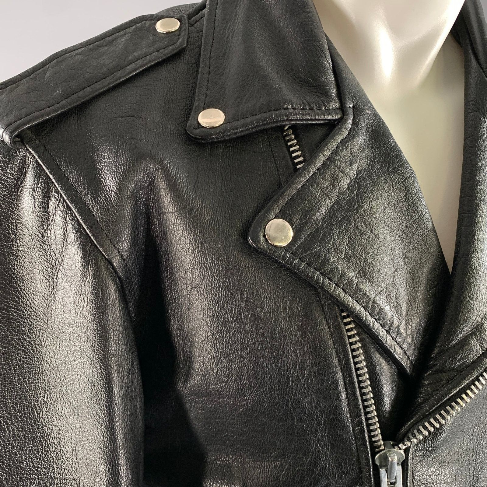 Other UNIK Size 42 Black Leather Moto Racer Jacket Size US XL / EU 56 / 4 - 6 Thumbnail