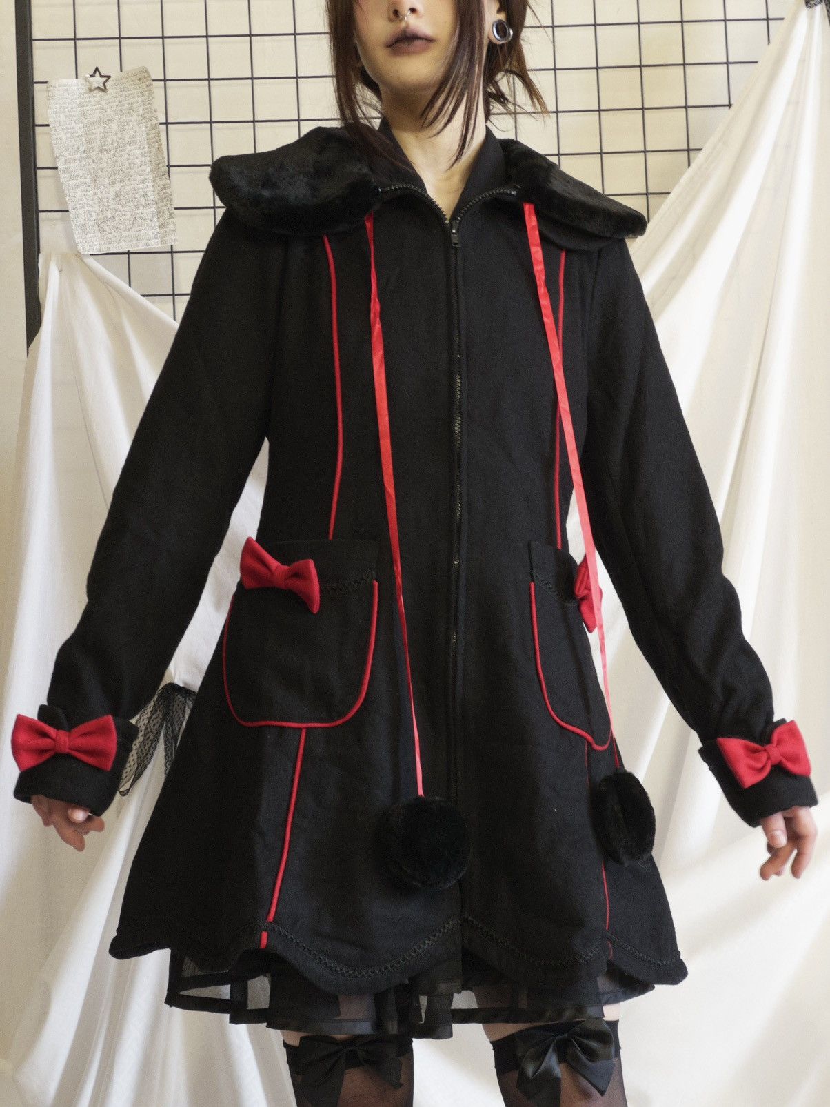 Vintage Banned retro gothic black and red coat with bows Size XS / US 0-2 / IT 36-38 - 8 Thumbnail