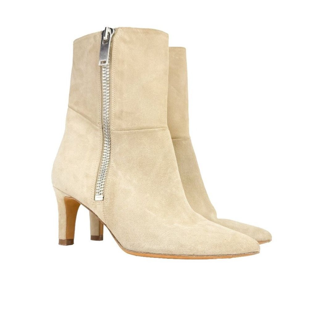 IRO Beige Suede Heels Ankle Boots French Fall Botties Sz 39