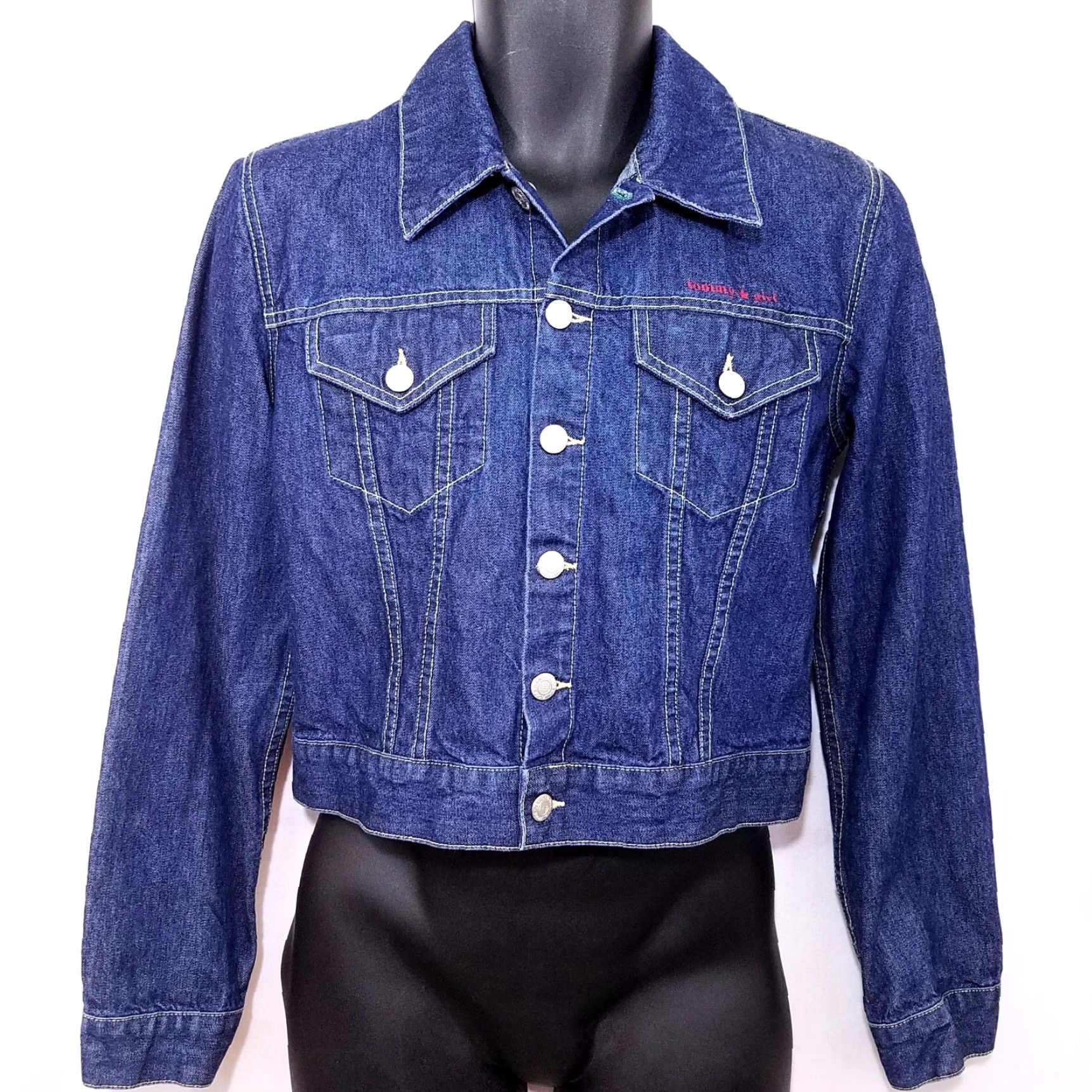 Tommy Hilfiger VINTAGE Tommy Hilfiger Jeans Jacket Denim Trucker 90s Womens Large Size Blue Denim Trucker Jacket Womens Mens Girls Size 36" / US 14 / IT 50 - 3 Thumbnail